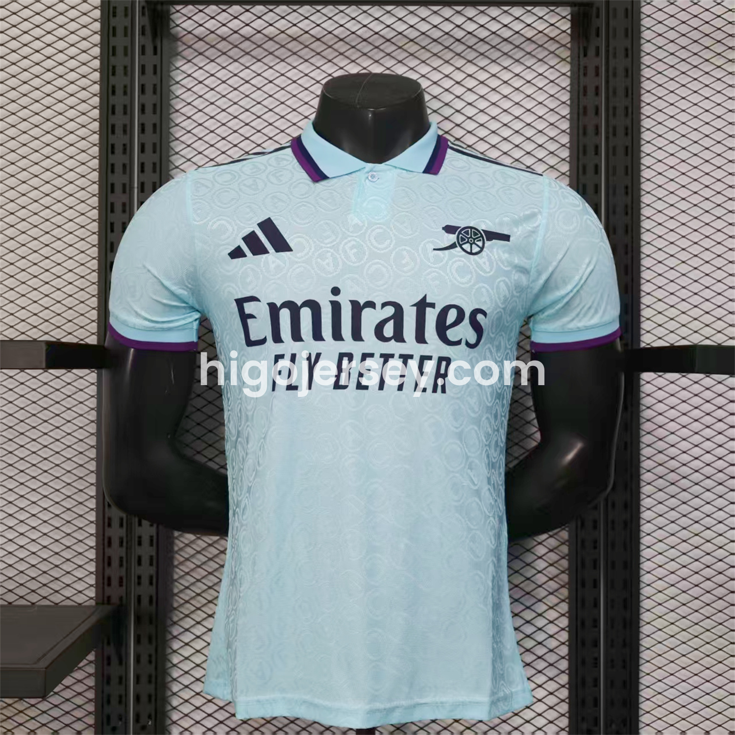 Higojerseys-Arsenal 25-26 Light Blue POLO Letter Pattern Special Jersey - Player Version