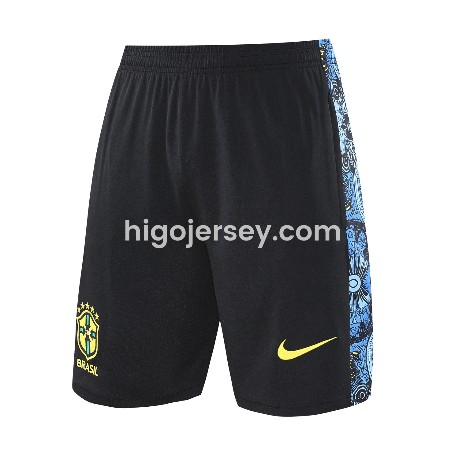 Higojerseys-Brazil 25-26 Blue Jesus Statue Short-Sleeve Training Set - Blue Top & Black Shorts
