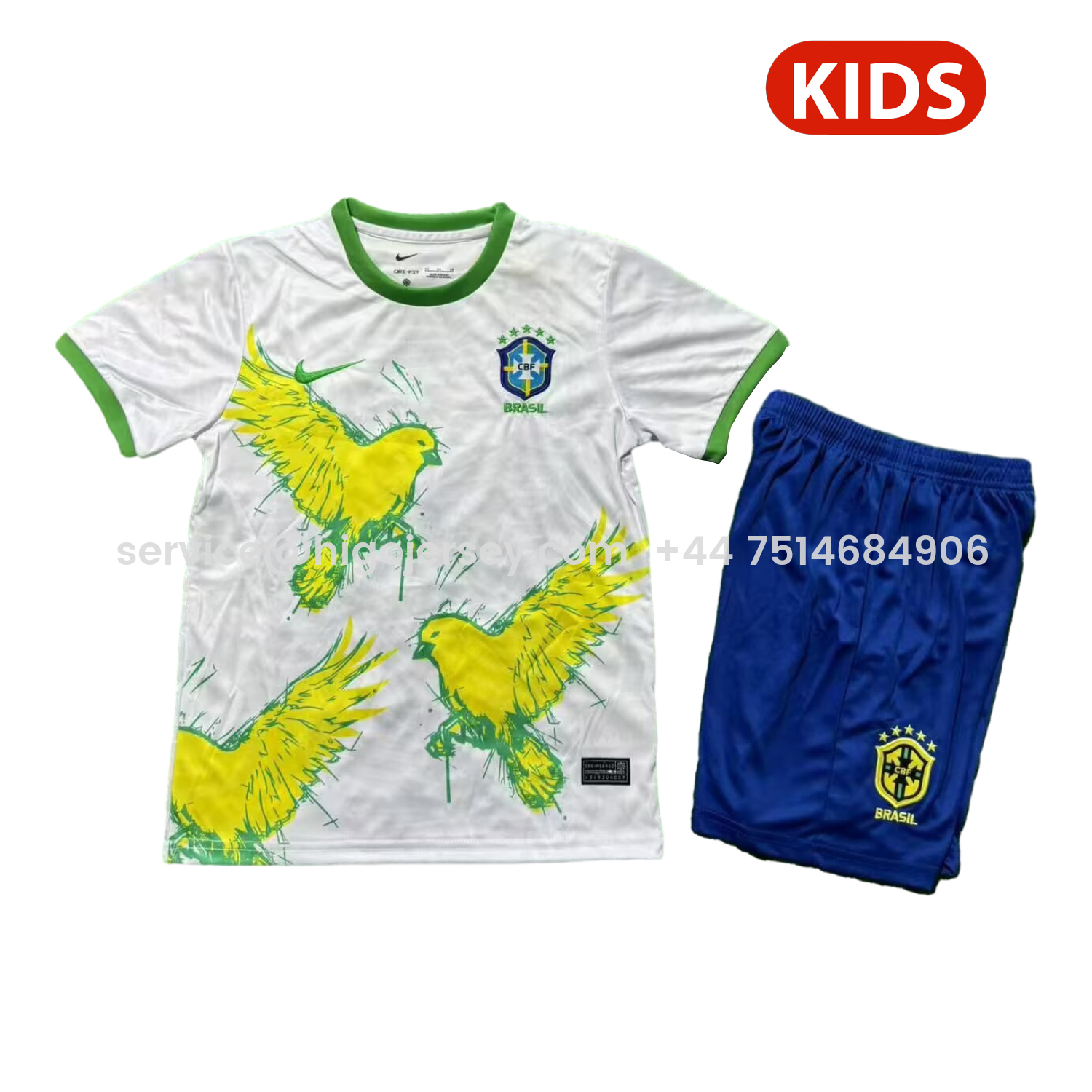 Higojerseys-Brazil 25-26 Yellow Peace Dove White Special Kids Kit