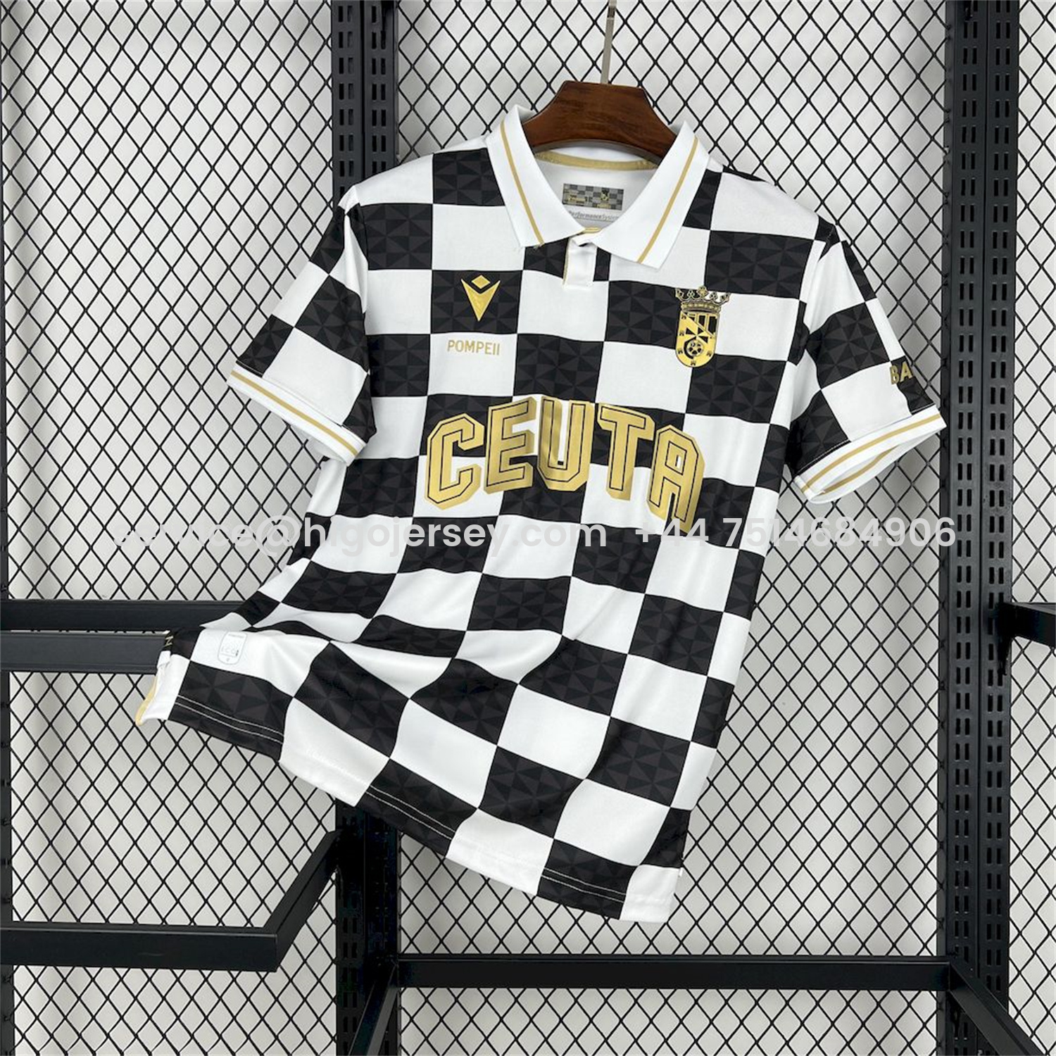 Higojerseys-AD Ceuta 24-25 Copa del Rey Black White Jersey - Fans Version