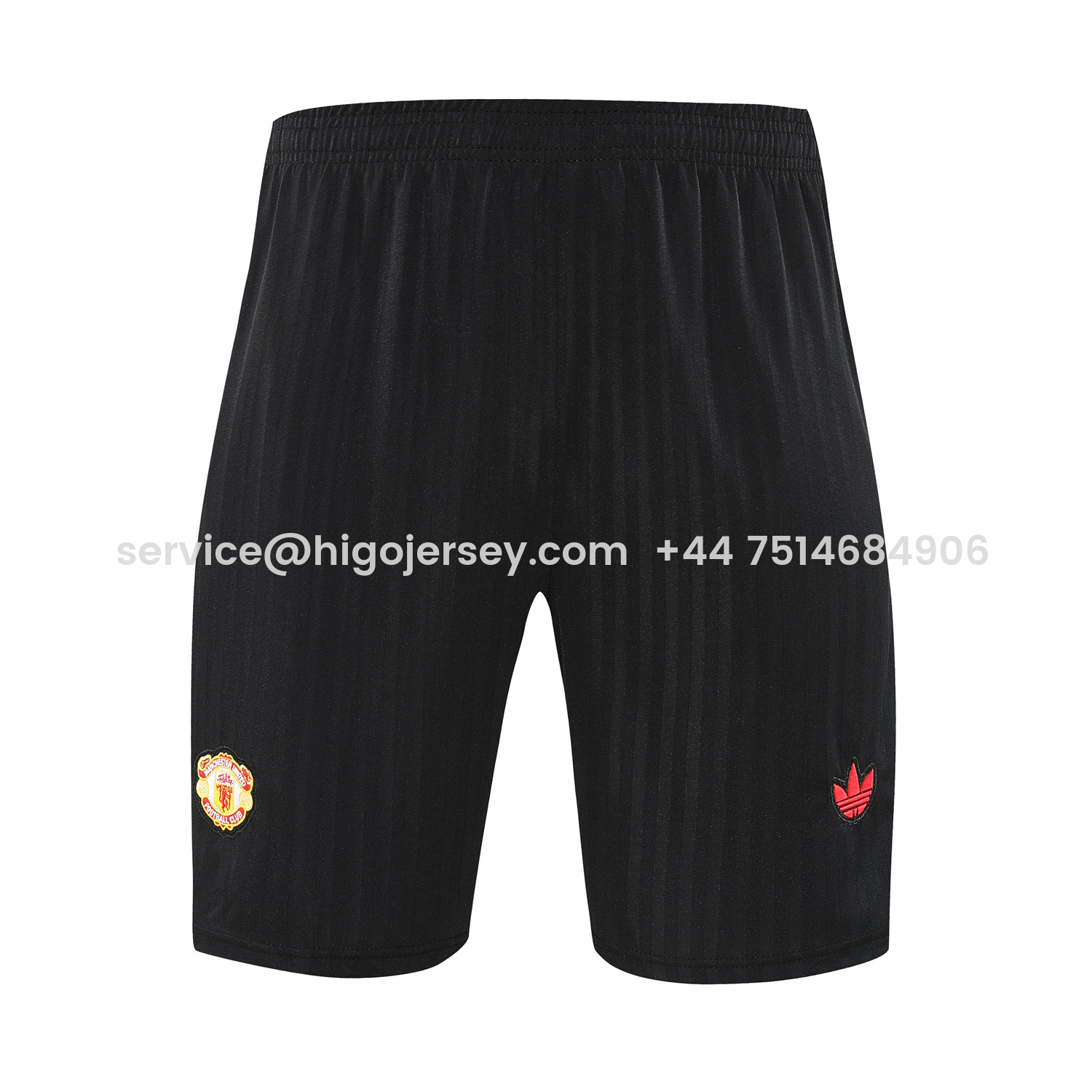 Higojerseys-Manchester United 25-26 Short-Sleeve Training Set - Red Lines Black Top & Black Shorts