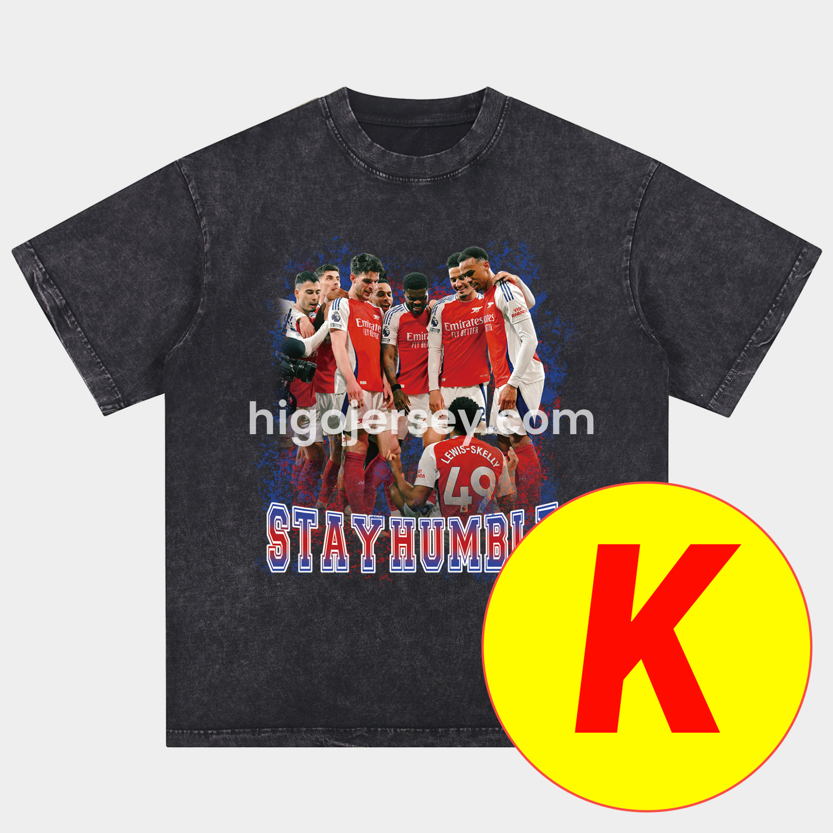 Higojerseys-Arsenal Henry Wenger Saka Gunners Oversized Washed T-Shirt