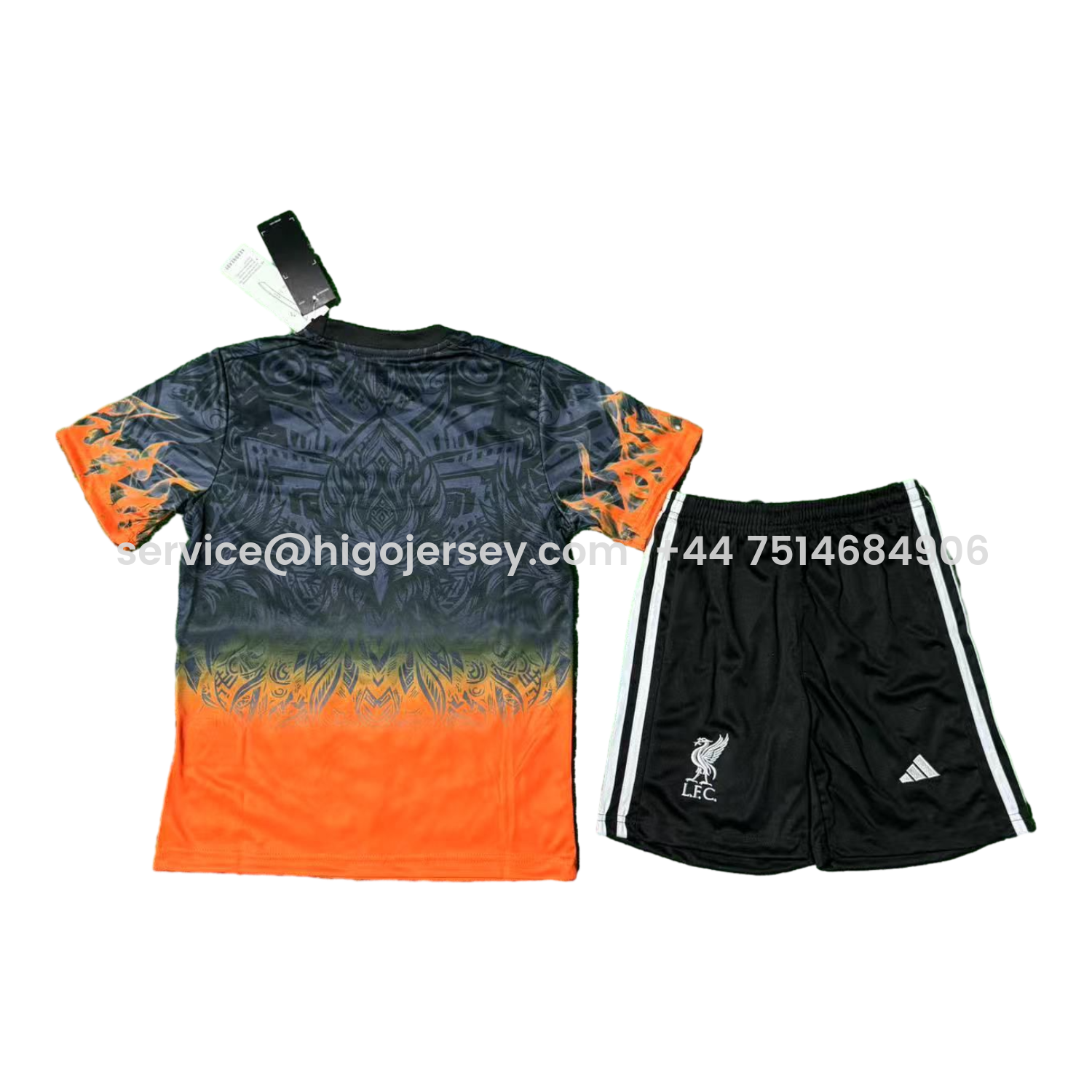 Higojerseys-Liver.pool 25-26 Orange Liver.pool Bird Black Special Kids Kit