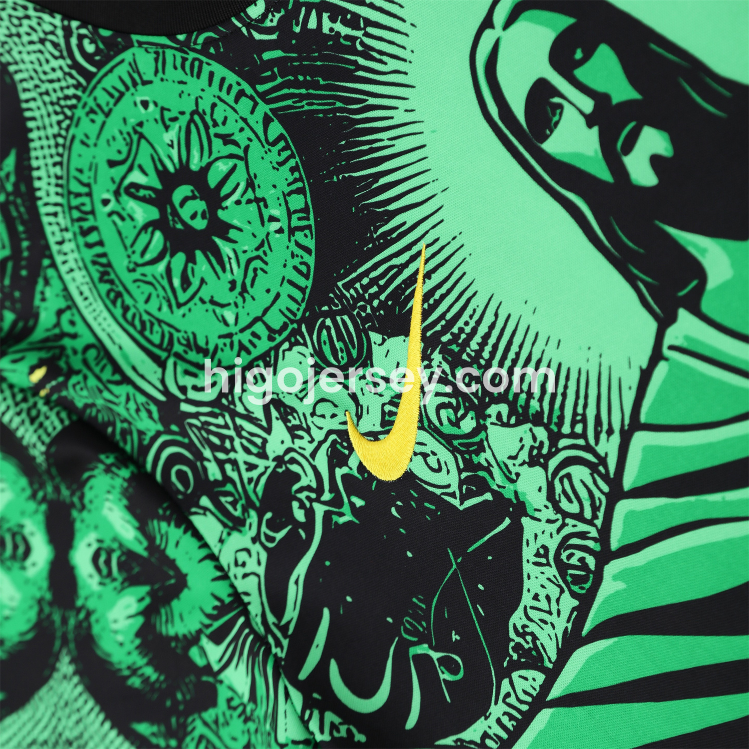 Higojerseys-Brazil 25-26 Green Jesus Statue Short-Sleeve Training Set - Green Top & Black Shorts