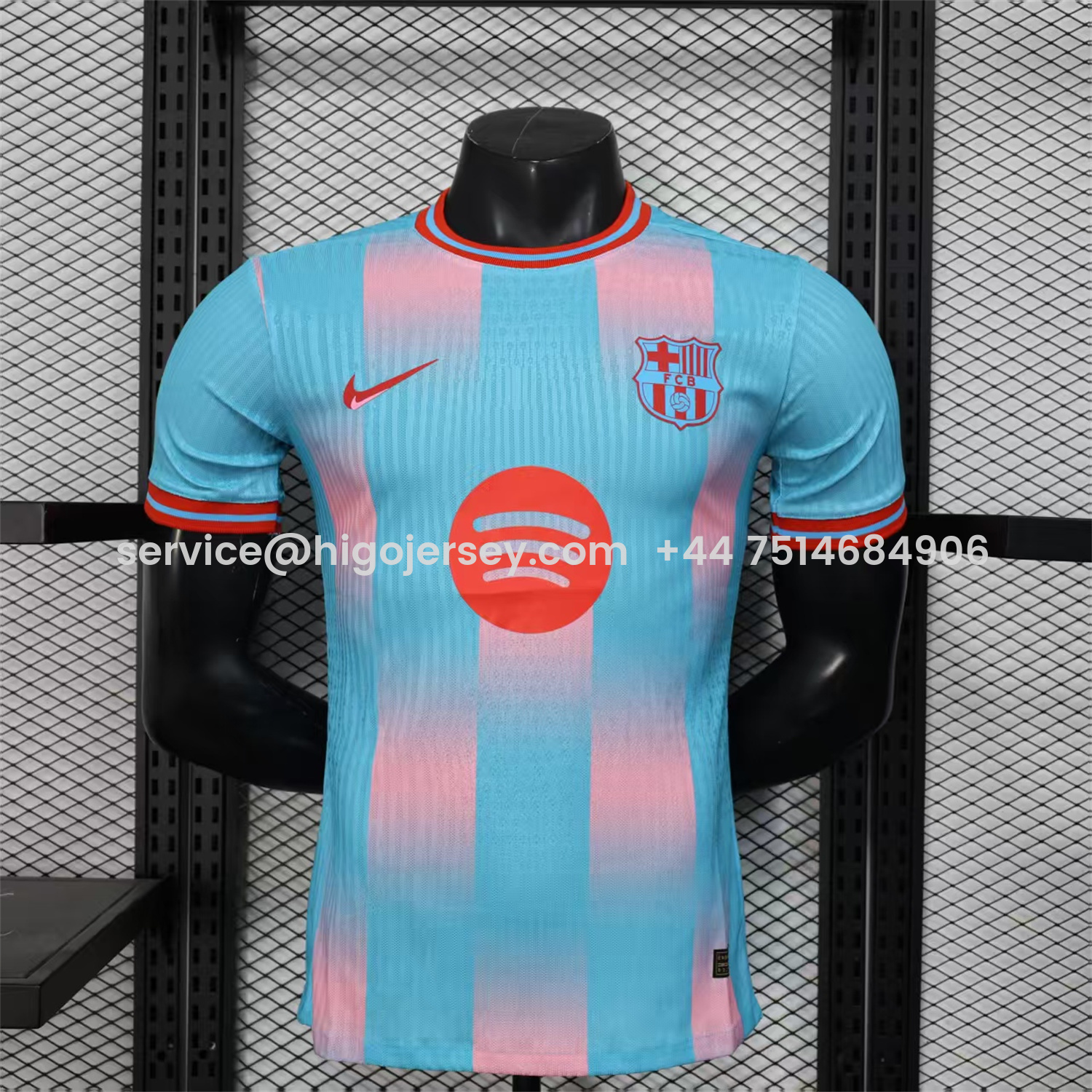 Higojerseys-Barcelona 25-26 Orange Logo Pink & Light Blue Special Jersey - Player Version
