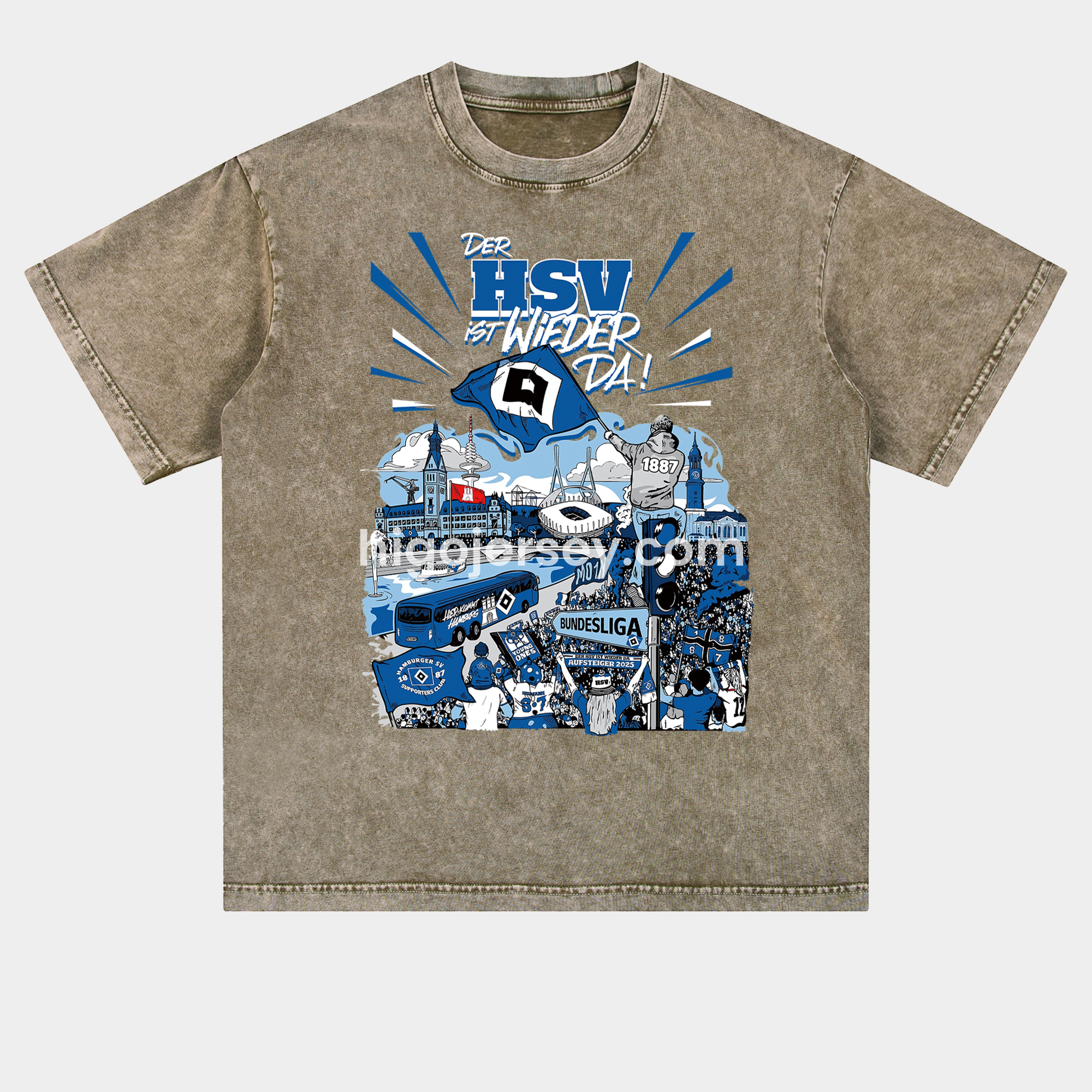 Higojerseys-Hamburger SV DER HSV IST WIEDER DA 2024-25 2. Bundesliga Champion Oversized Washed T-Shirt