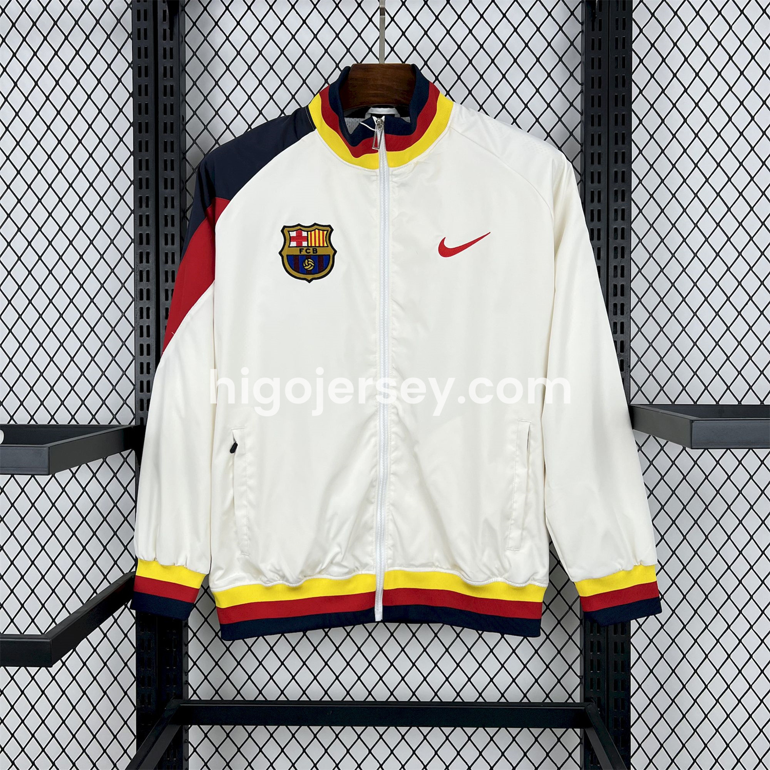 Higojerseys-Retro Barcelona 1994-95 Player Windbreaker - White
