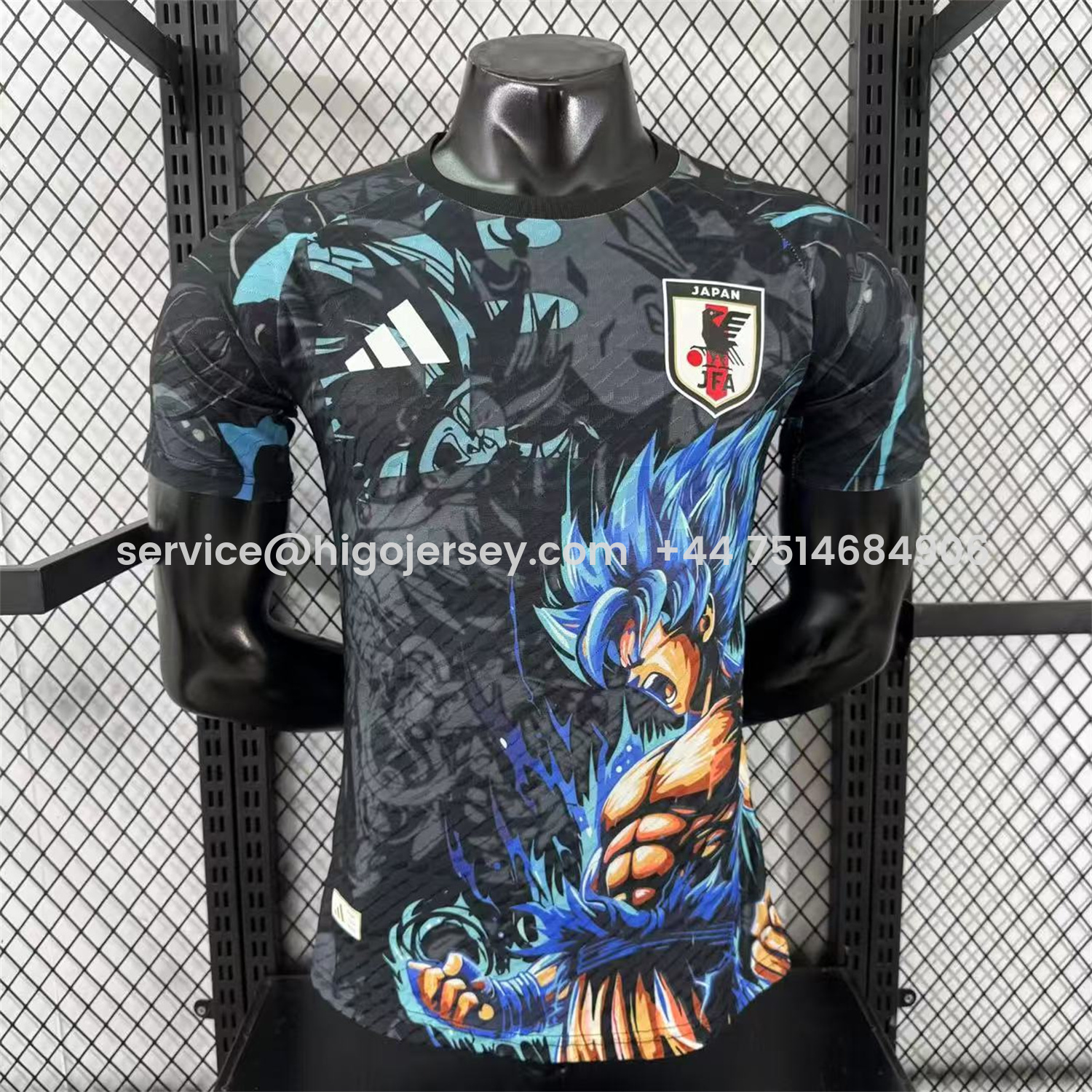 Higojerseys-Japan 25-26 Blue Hair Bejita Black Special Edition Jersey - Player Version