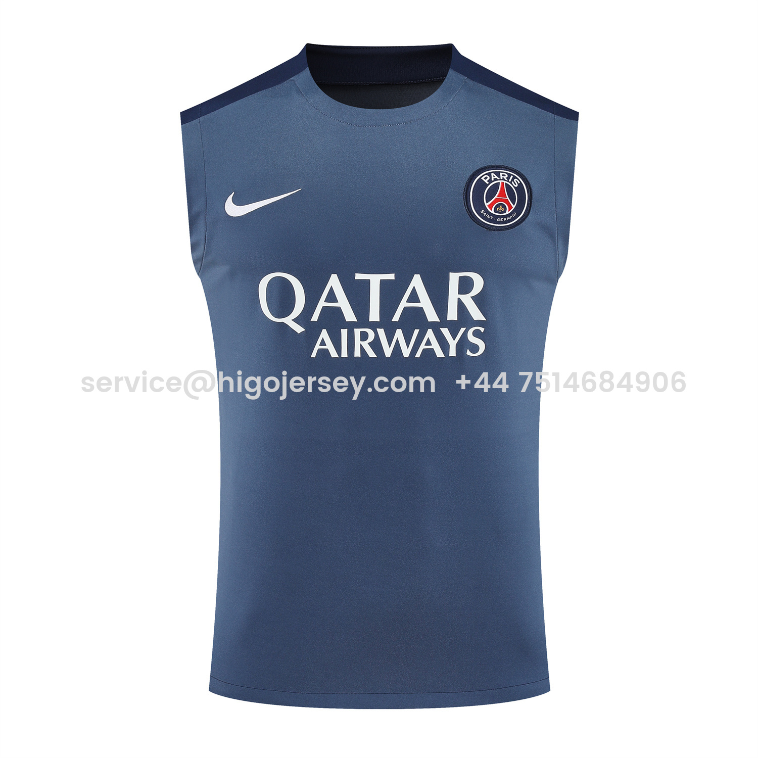 Higojerseys-Paris Saint-Germain PSG 25-26 Vest Training Set - Deep Blue Vest & Deep Blue Shorts