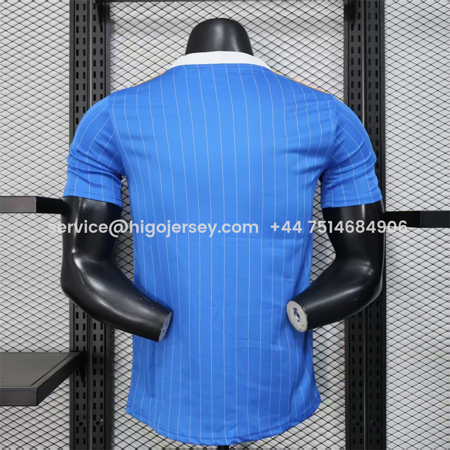 Higojerseys-Real Madrid 25-26 Trefoil White Lines Blue Travel Jersey - Player Version