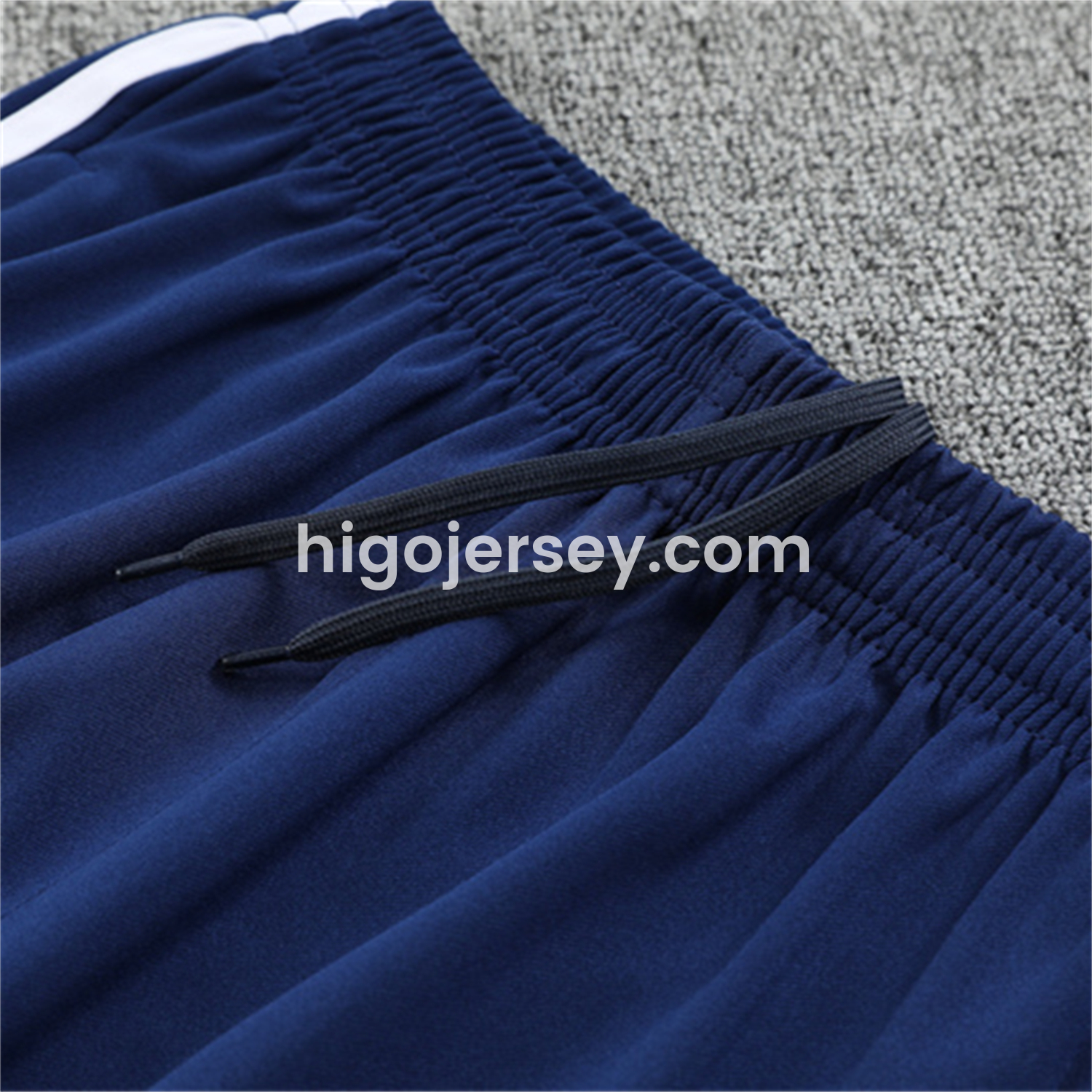 Higojerseys-Real Madrid 25-26 Kids Long Sleeves Training Set - Green Line White Top and Blue Pants