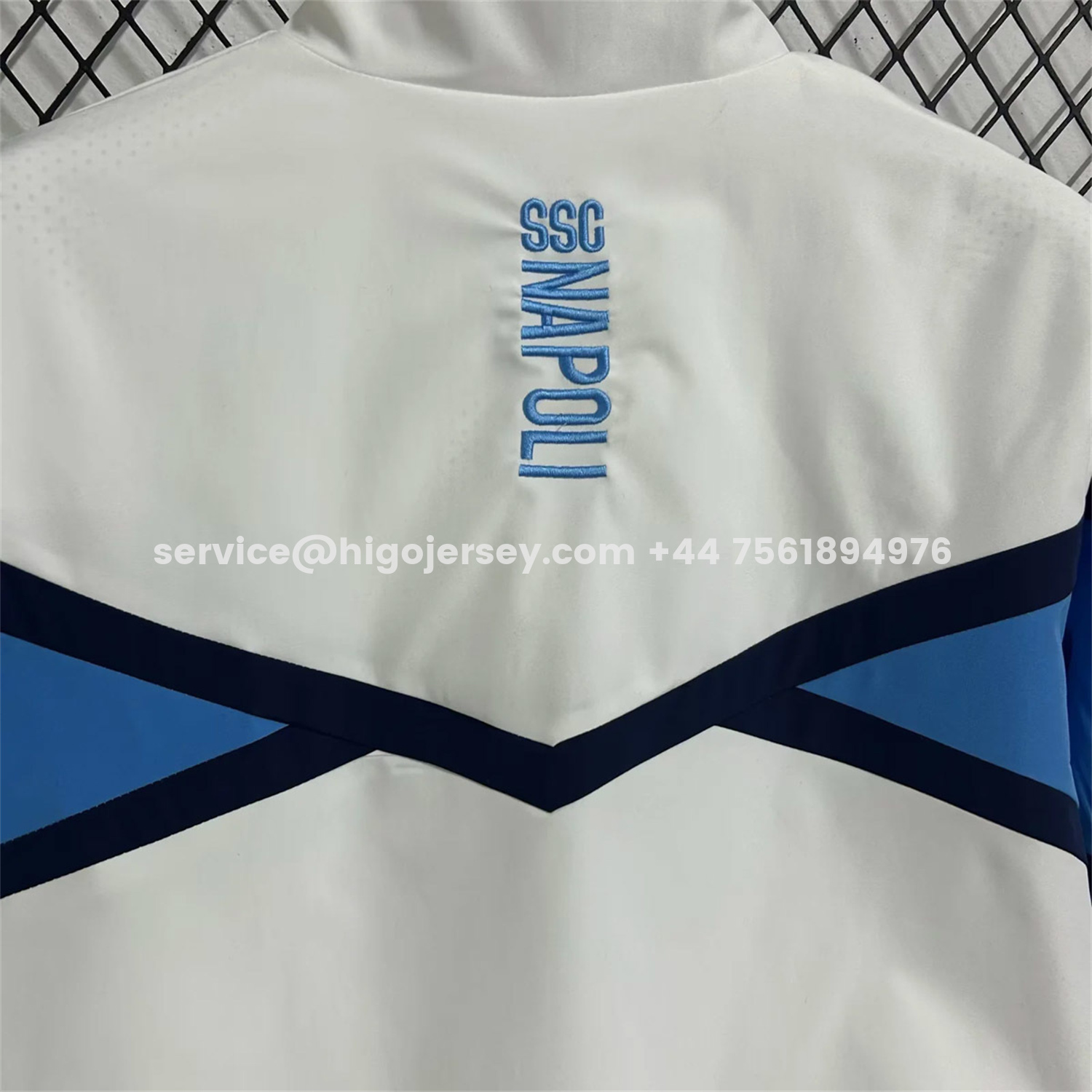 Higojerseys-Napoli 25-26 Windbreaker Jacket - White And Blue