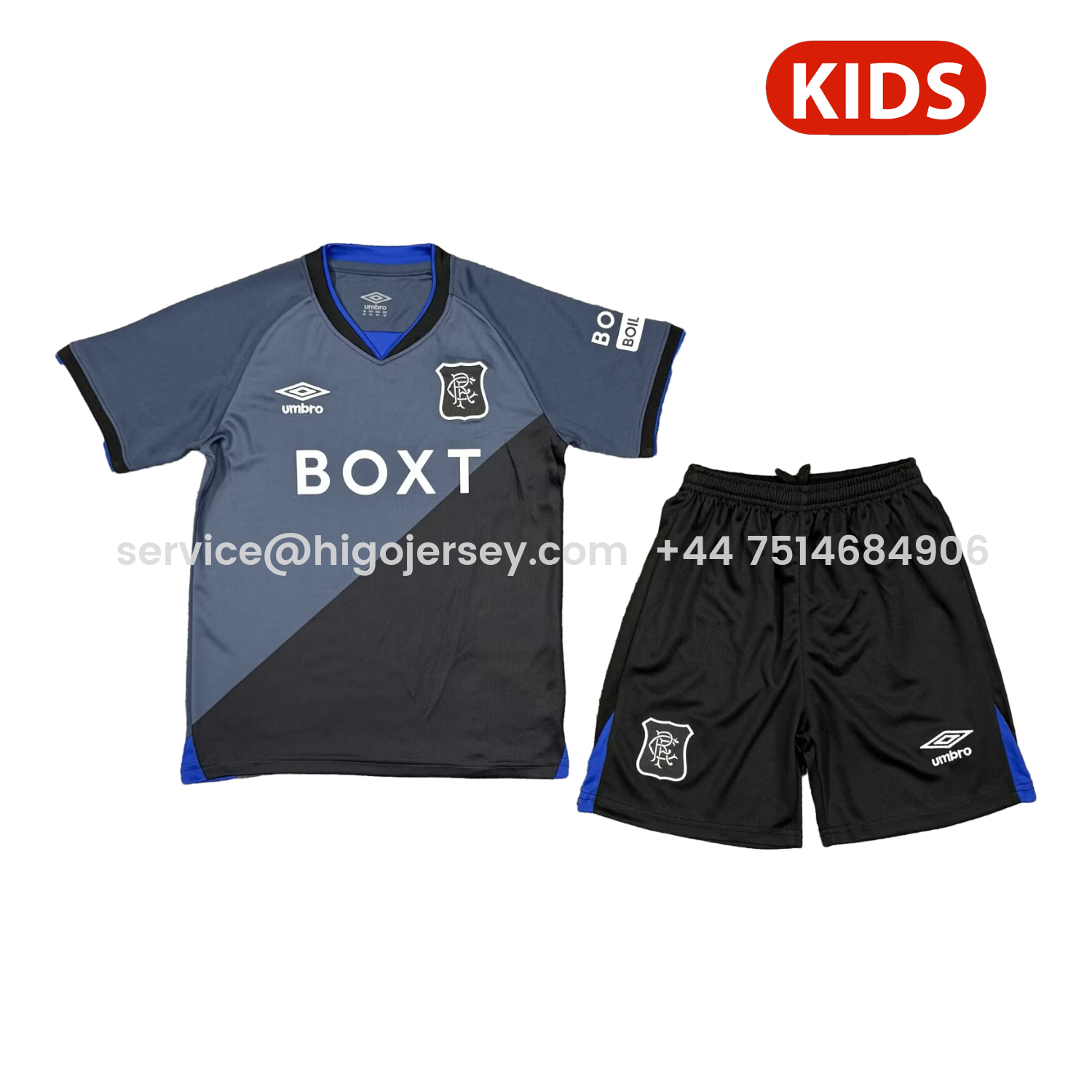 Higojerseys-Glasgow Rangers 25-26 Third Kids Kit