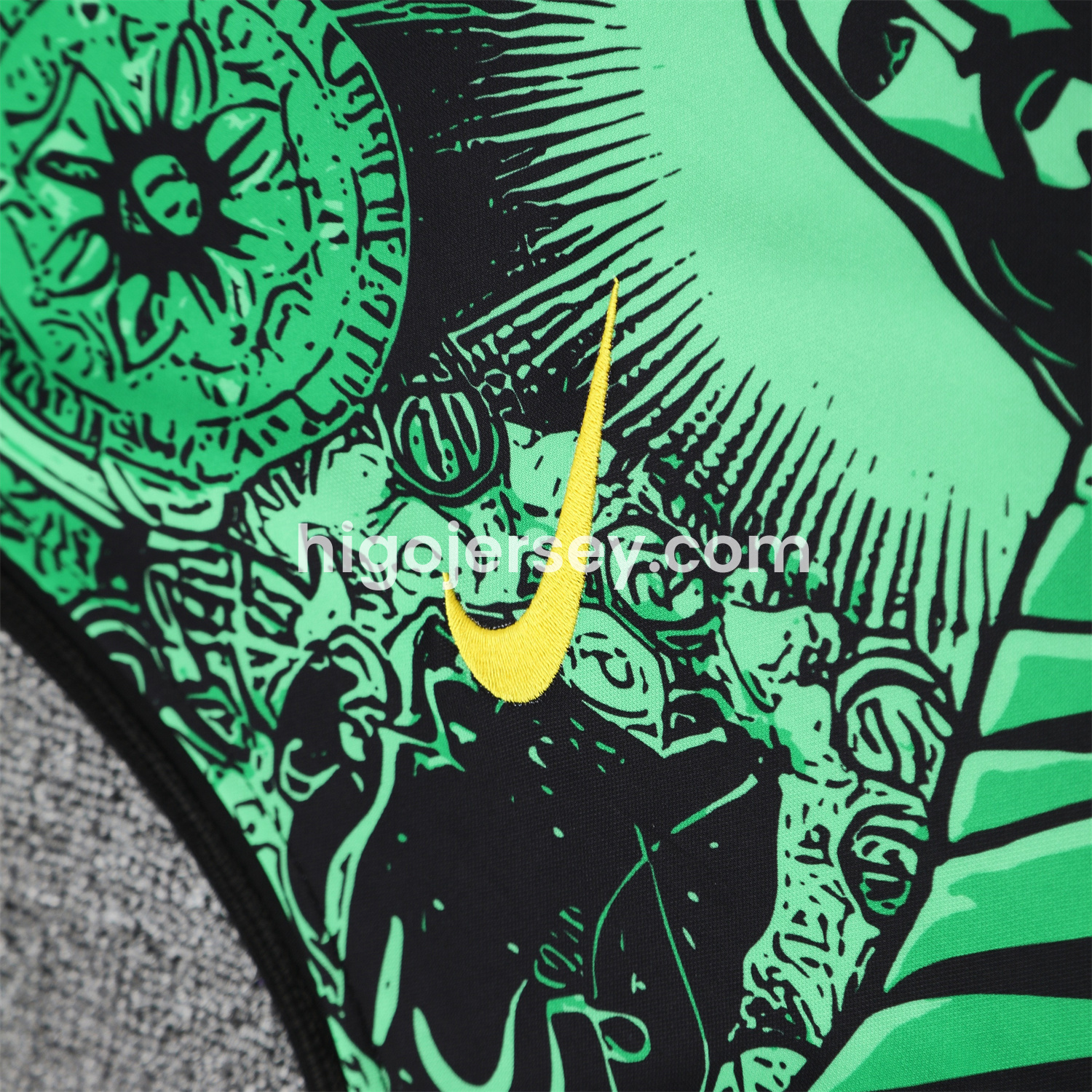 Higojerseys-Brazil 25-26 Green Jesus Statue Vest Training Set - Green Vest & Black Shorts