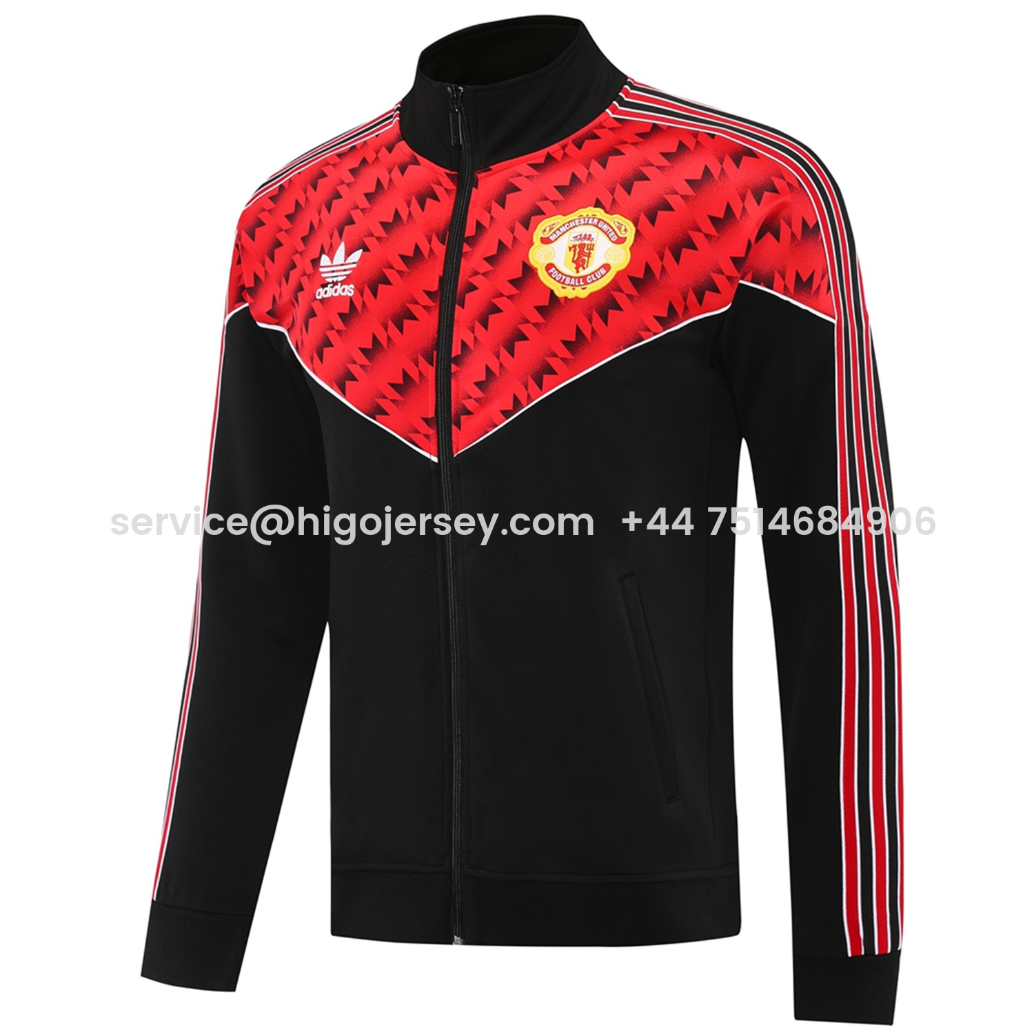 Higojerseys-Manchester United 25-26 Bring Back 1991 Jacket Training Tracksuit - Black and Red
