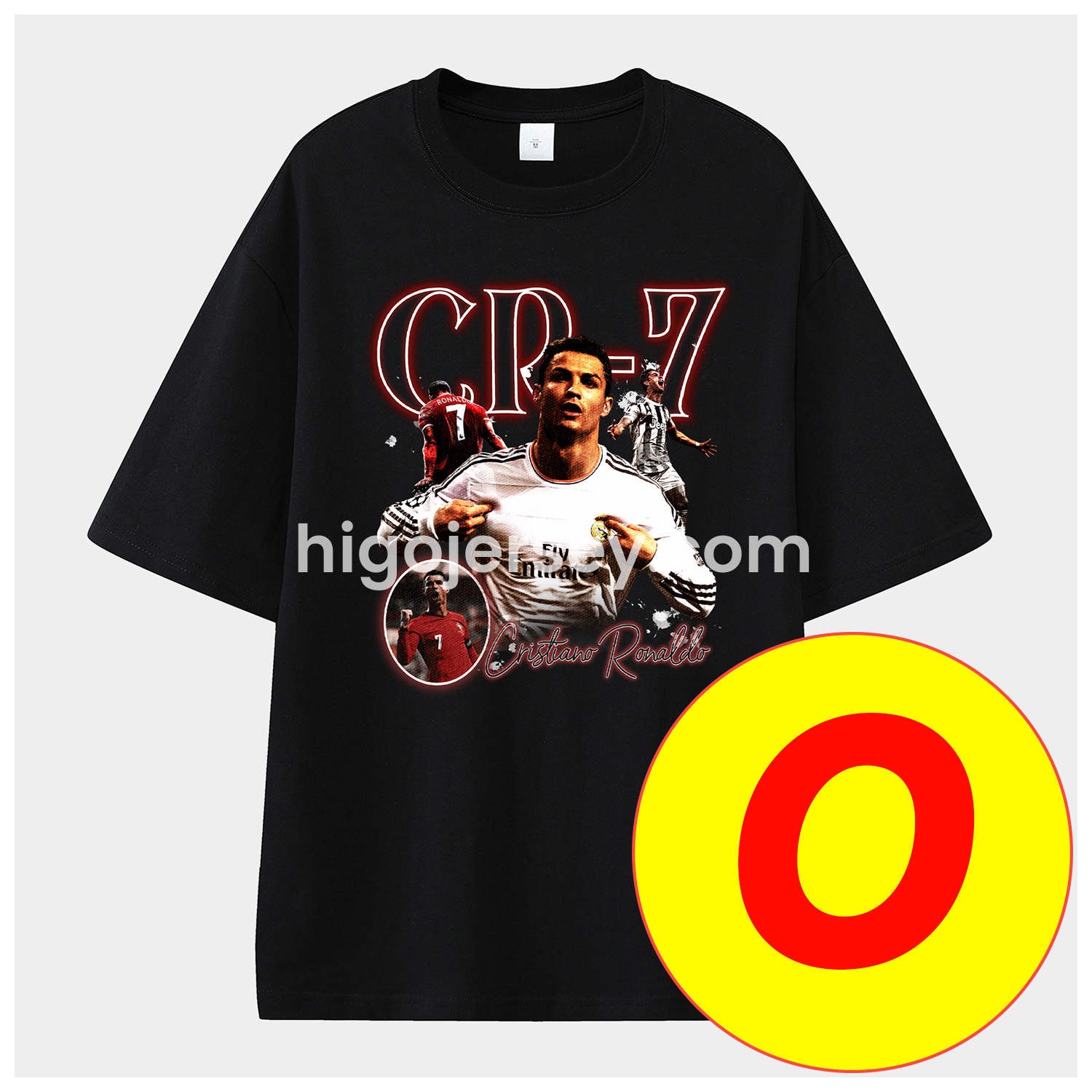 Higojerseys-Cristiano Ronaldo Portugal Real Madrid Manchester United Unisex Pure Cotton T-shirt