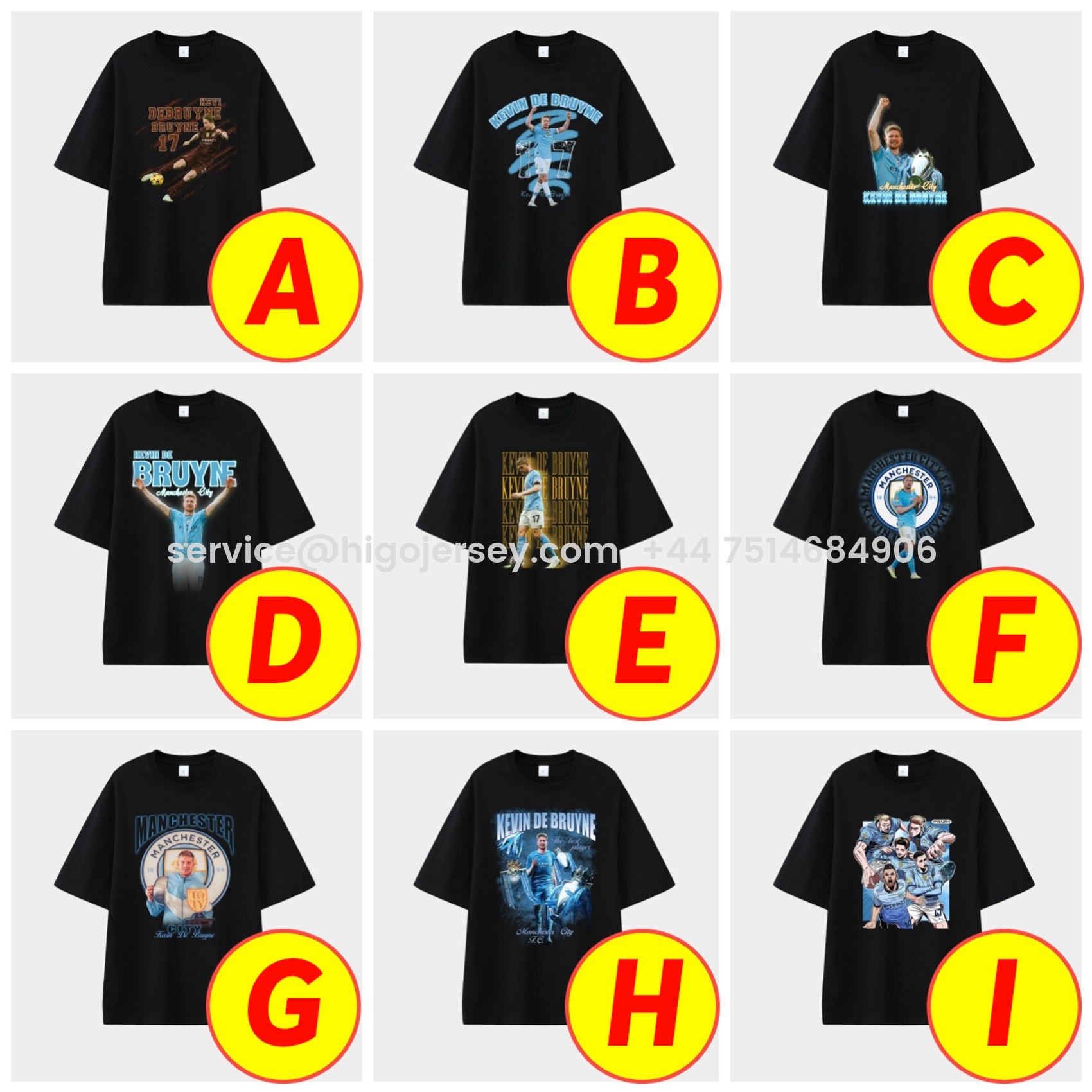 Higojerseys-Manchester City Kevin De Bruyne Career Memory Fragments Unisex Pure Cotton T-shirt