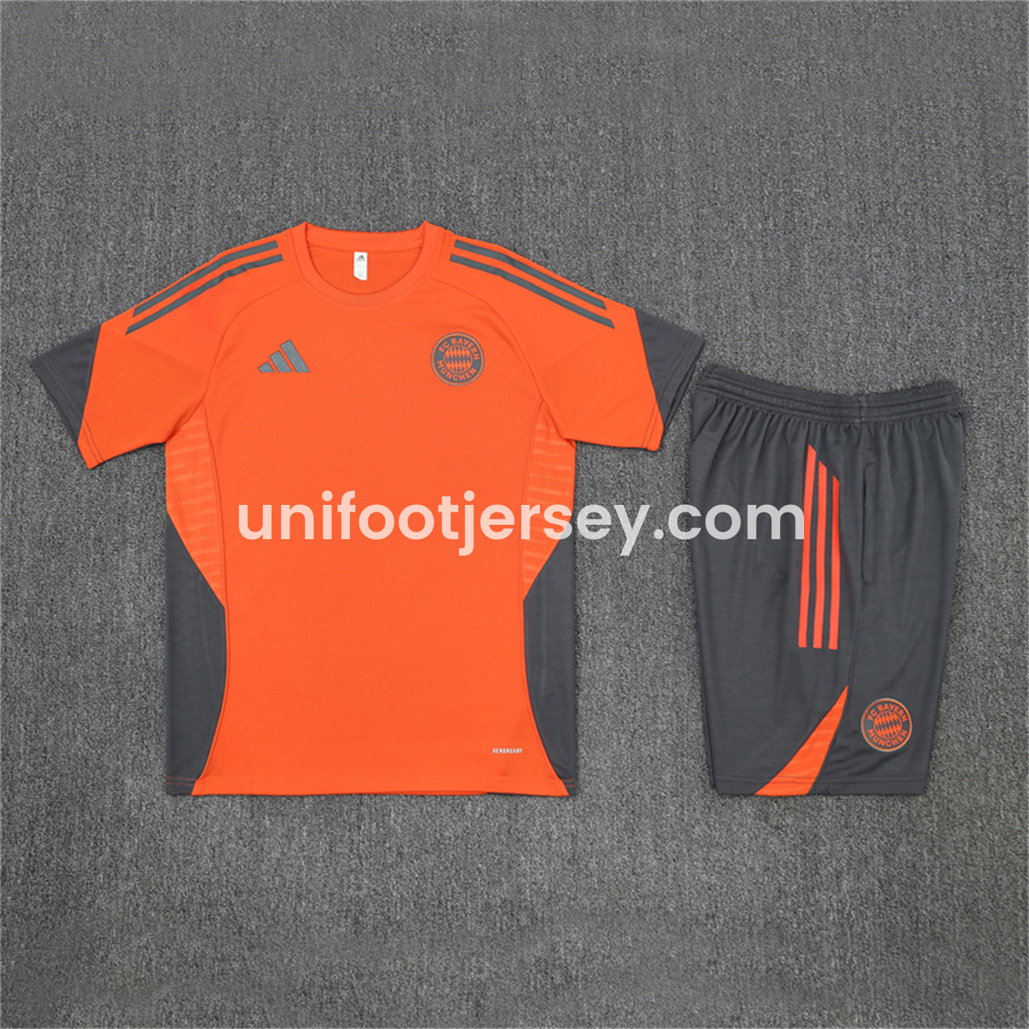 Bayern Munich 25-26 Kids Short-Sleeve Training Set - Orange Top & Gray shorts:football jersey mysite: unitedjerseyfootball 邓江浪:football