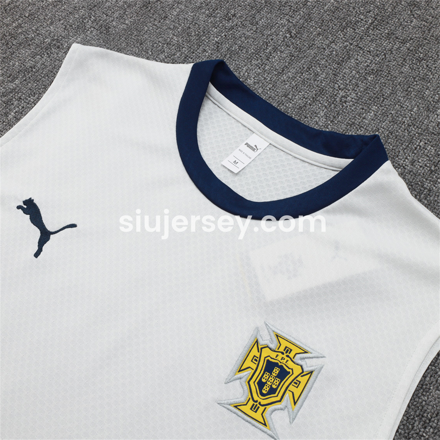 SIUjerseys-Portugal 25-26 Vest Training Set - Off White Top and Deep Blue Shorts