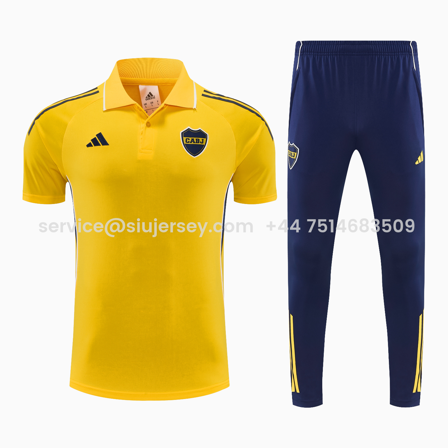 SIUjerseys-Boca Juniors 25-26 POLO Short-Sleeve Training Set - Yellow Top and Dark Blue Pants
