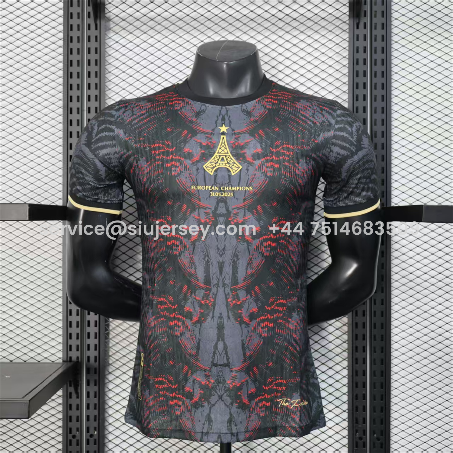 SIUjerseys-Paris Saint-Germain PSG 25-26 Champions League Commemorative Edition Black Red Eiffel Tower Jersey - Player Version