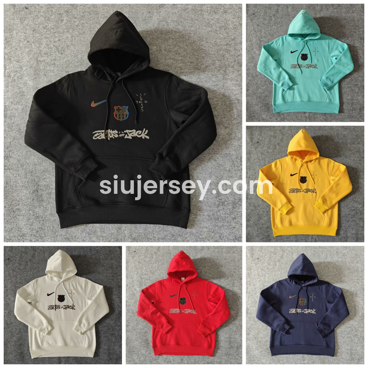 SIUjerseys-Barcelona x Travis Scott Team Logo Centered Unisex Pullover Hoodie