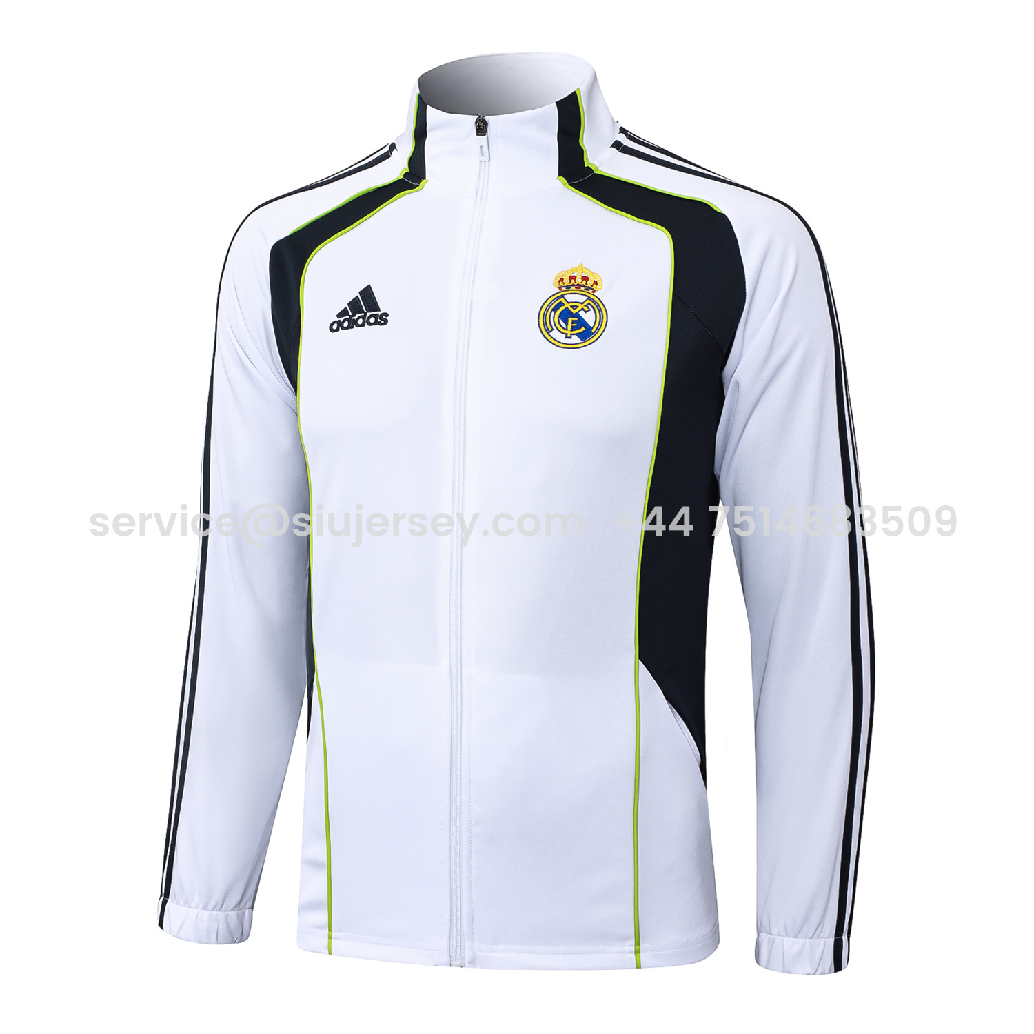 SIUjerseys-Real Madrid 25-26 Jacket Training Tracksuit - White Throwback Jackets & Black Pants