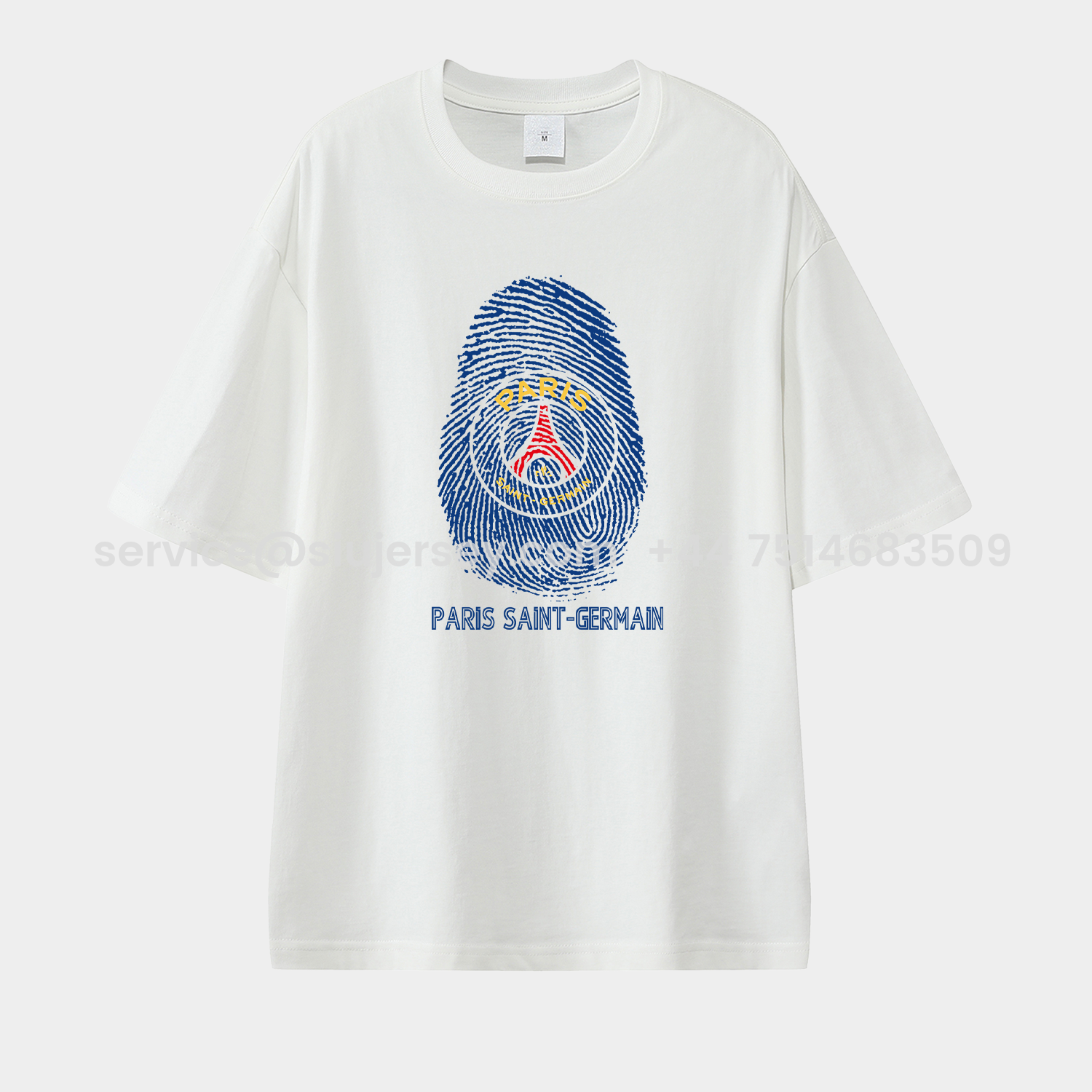 SIUjerseys-Paris Saint-Germain PSG Team Logo Fingerprint Unisex Pure Cotton T-shirt