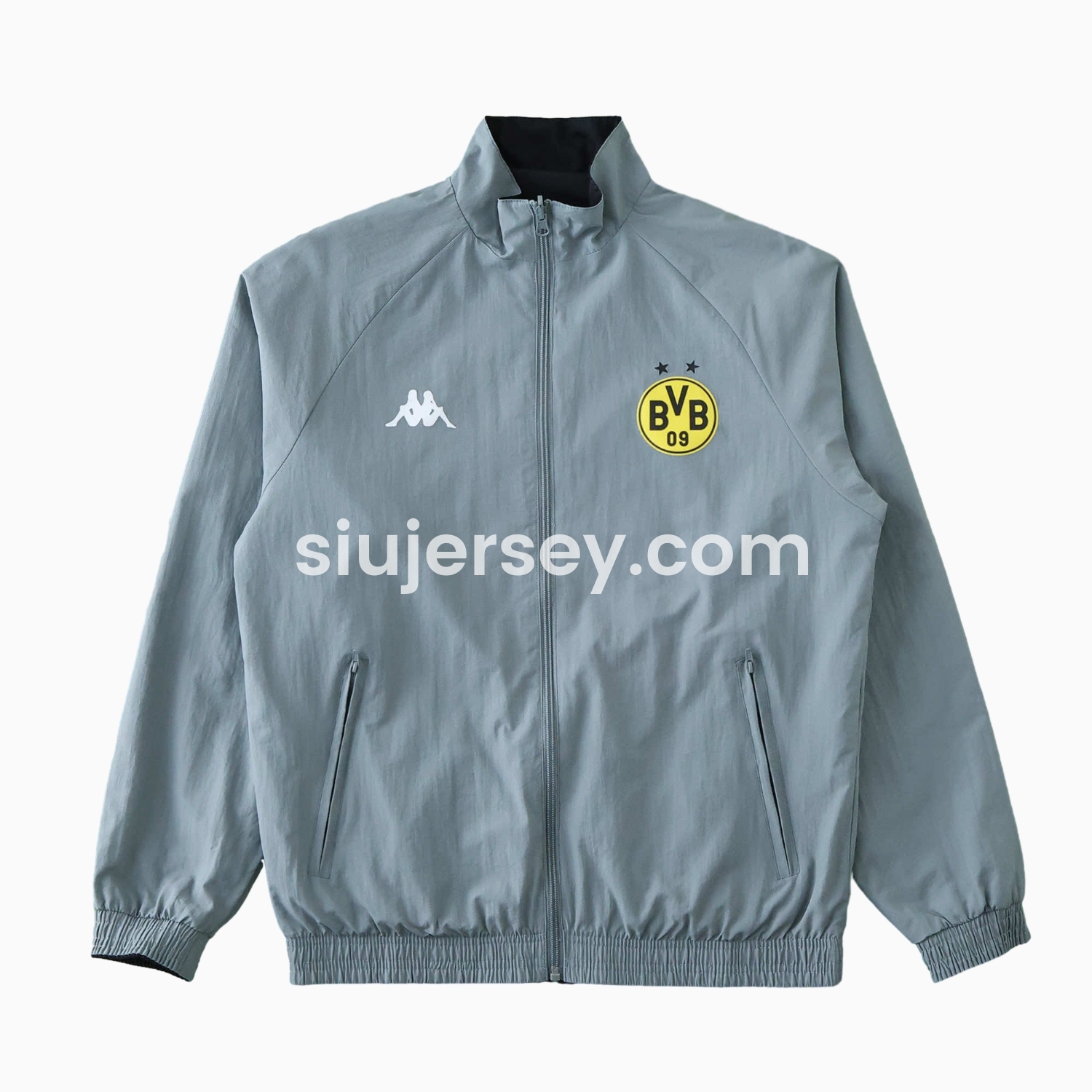 SIUjerseys-Borussia Dortmund 24-25 Retro Style Double Sided Reversible Windbreaker - Black & Grey