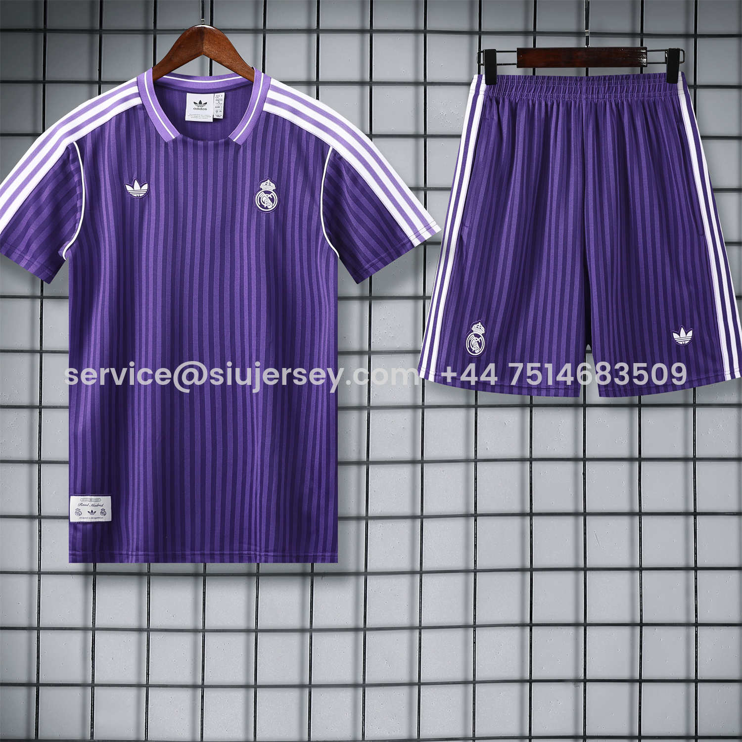 SIUjerseys-Real Madrid 25-26 Short-Sleeve Training Set - Pure Purple Top & Purple Shorts