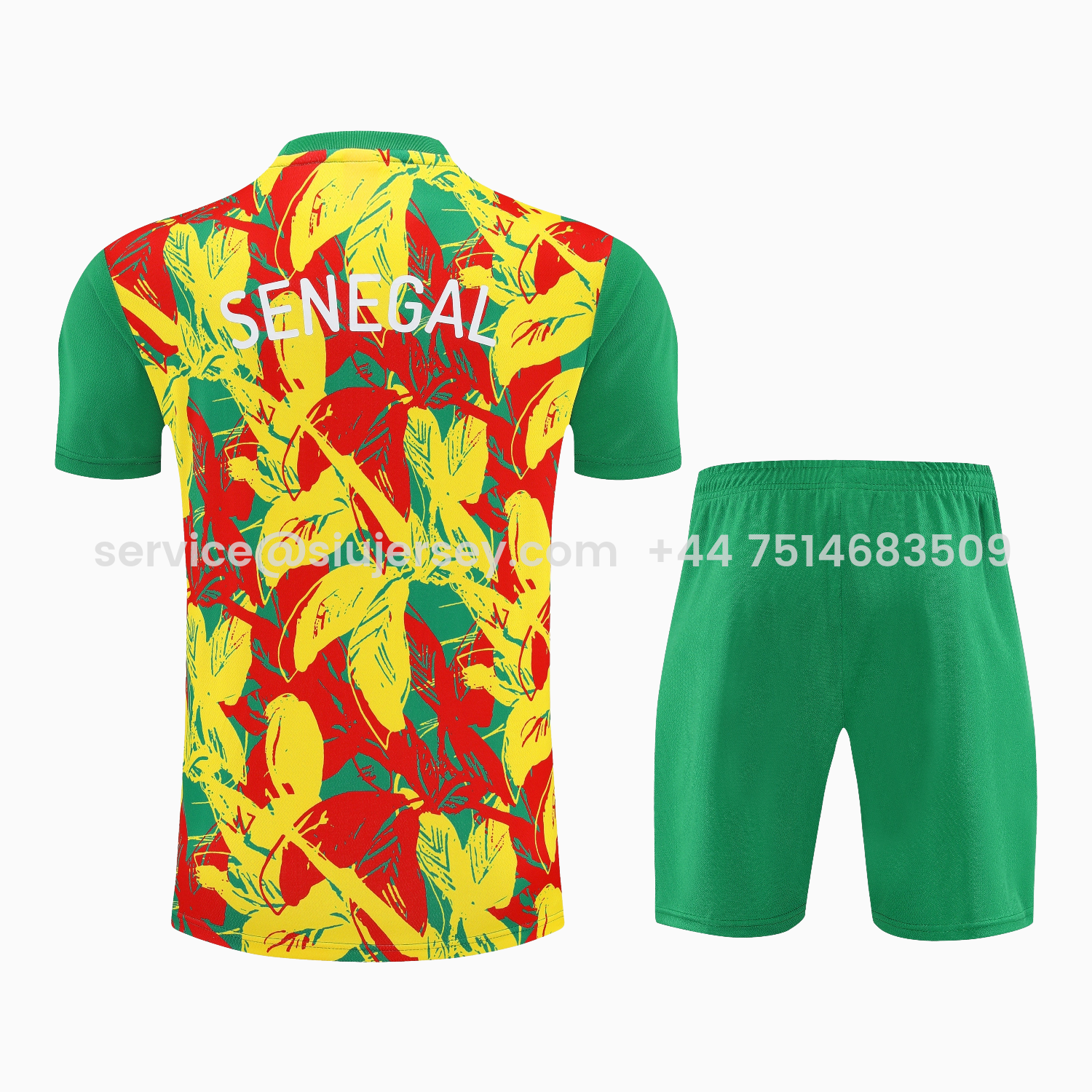 SIUjerseys-Senegal 2026 Short-Sleeve Training Set - Variegated Top and Green Shorts