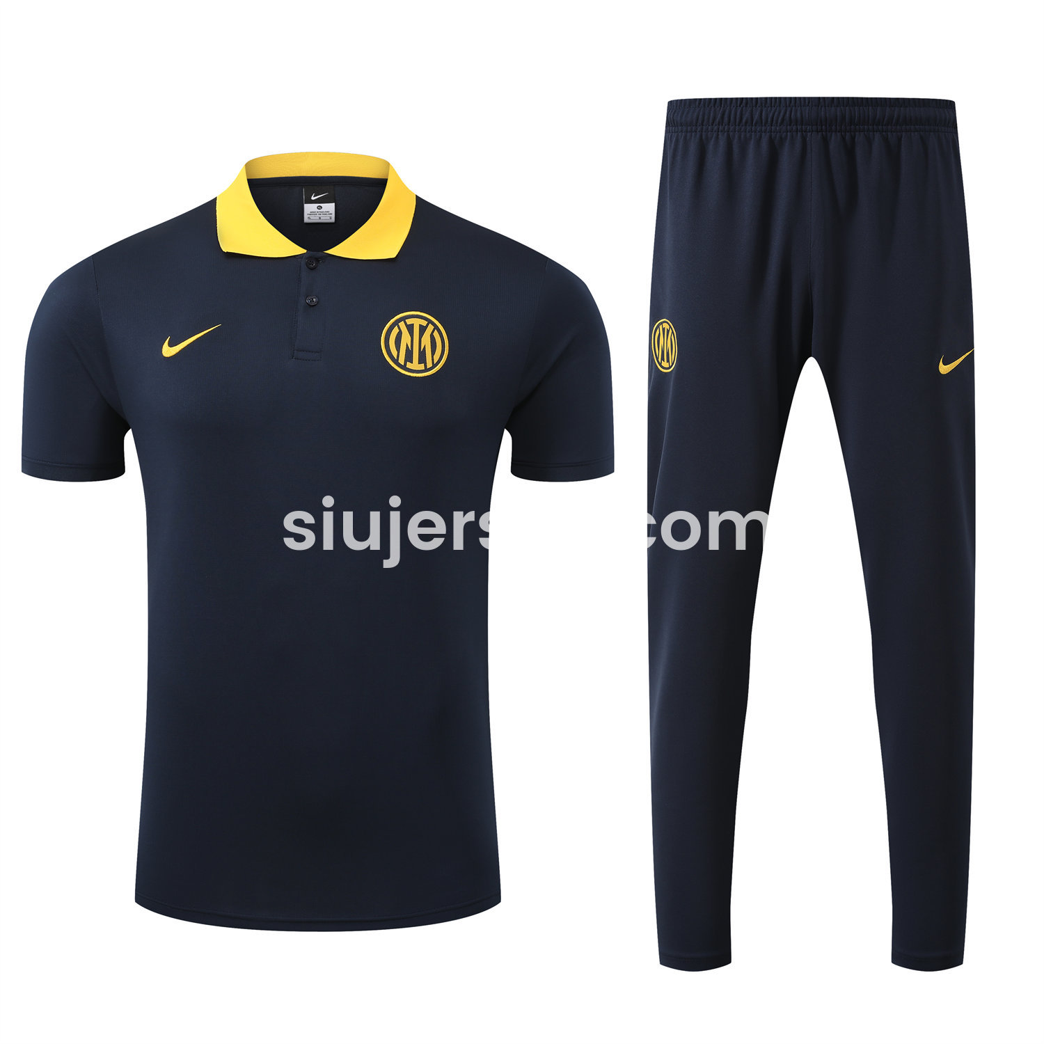 SIUjerseys-Inter Milan 25-26 POLO Short-Sleeve Training Set - Black Top and Pants