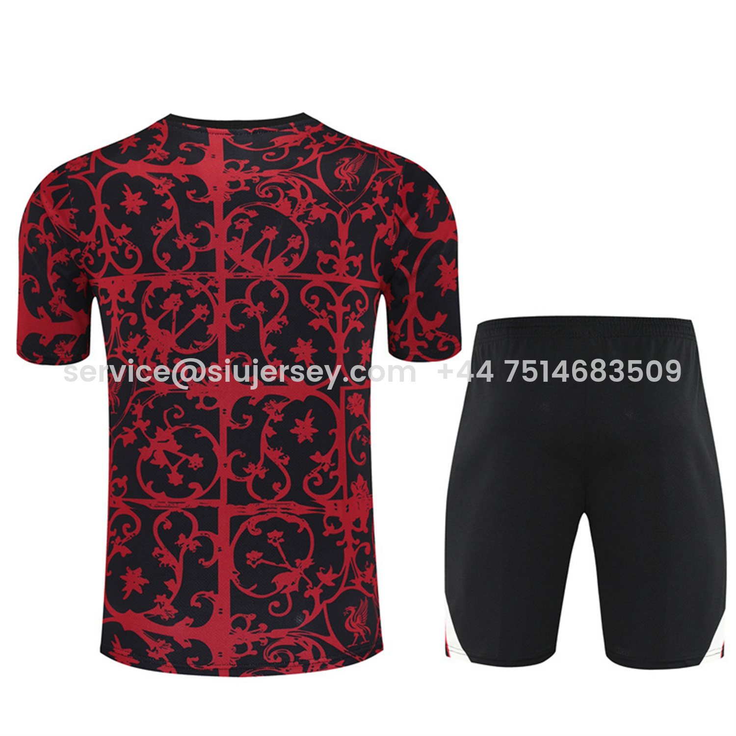 SIUjerseys-Liver.pool 25-26 Kids Short-Sleeve Training Set - Red Camouflage Top & Black Shorts