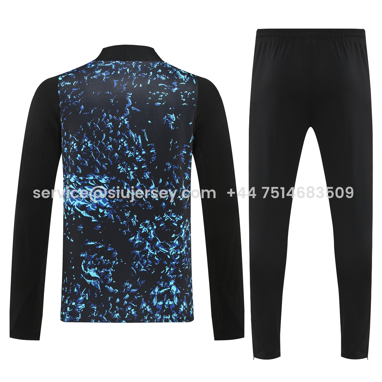 SIUjerseys-Inter Milan 25-26 Long Sleeve Training Set - Blue Dragon Scales Top & Black Pants
