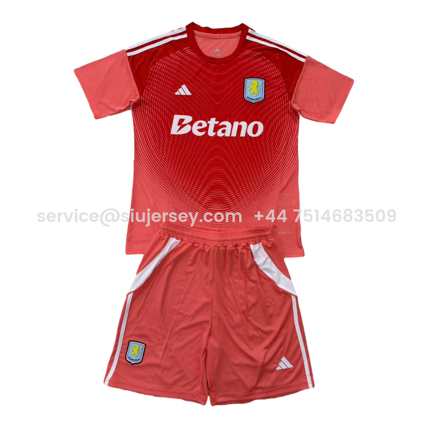 SIUjerseys-Aston Villa 25-26 Red Goalkeeper Men's Adult Jersey Set - Fans Version