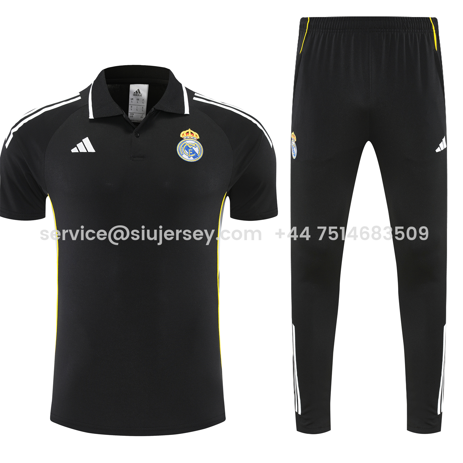SIUjerseys-Real Madrid 25-26 POLO Short-Sleeve Training Set - Black Top and Black Pants