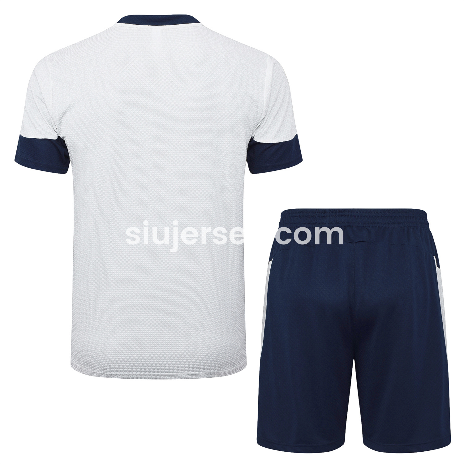 SIUjerseys-Portugal 25-26 Short-Sleeve Training Set - Off White Top and Deep Blue Shorts