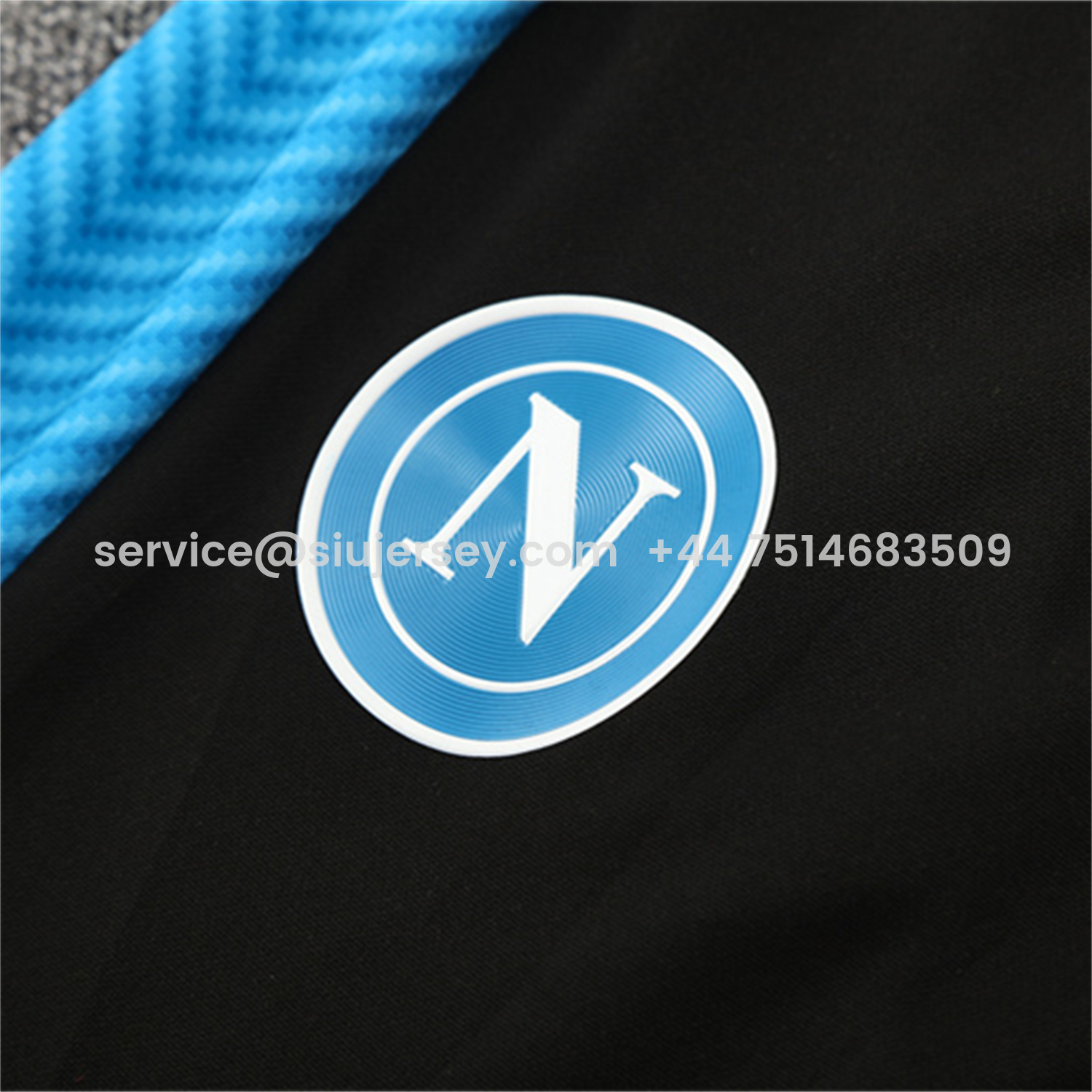 SIUjerseys-Napoli 25-26 Kids Long Sleeve Training Set - Blue Mecha Top & Black Pants