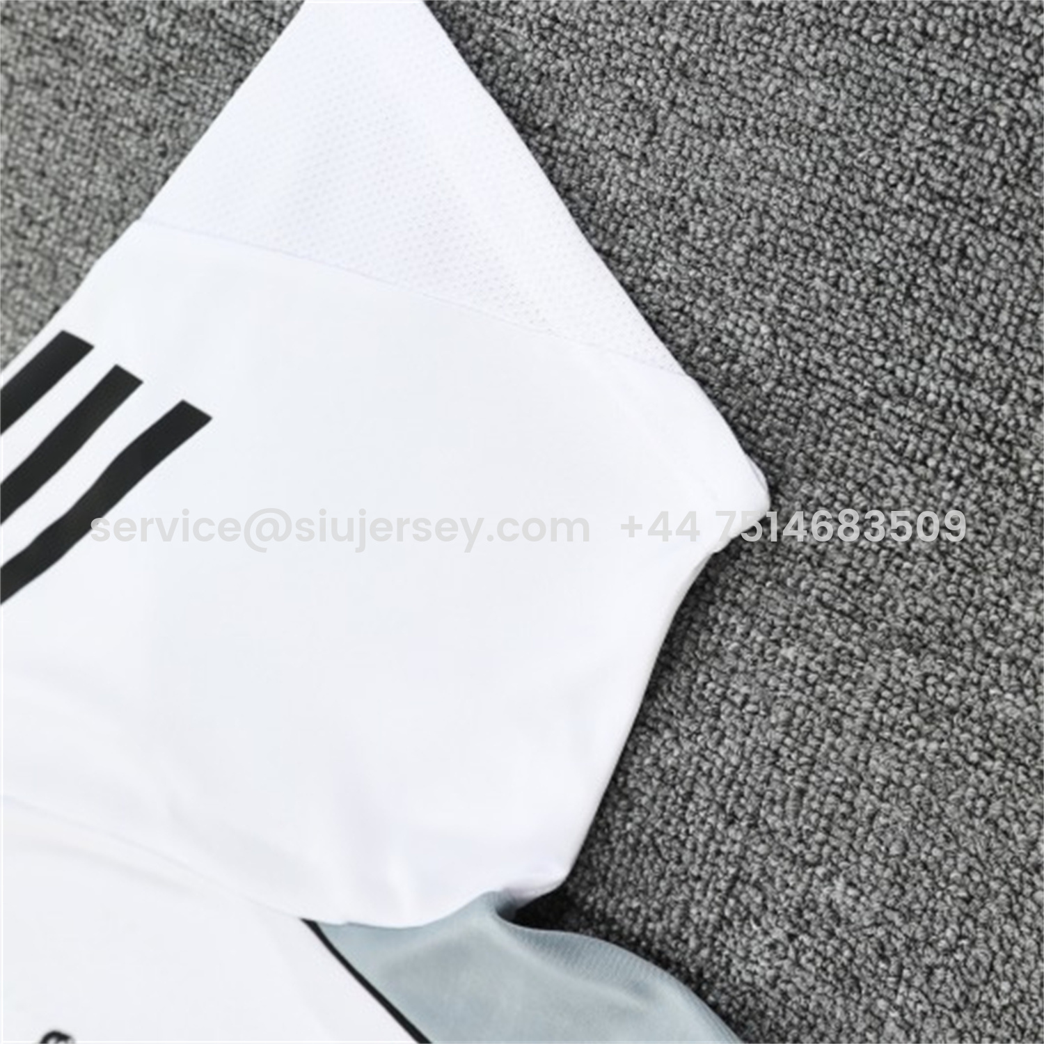 SIUjerseys-Real Madrid 25-26 Short-Sleeve Training Set - Grey And White Top & Black Shorts