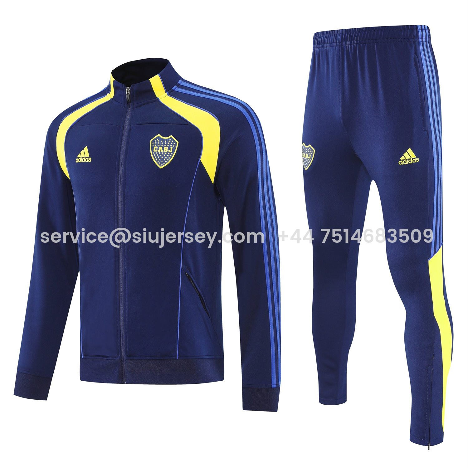 SIUjerseys-Boca Juniors 2026 Jacket Training Tracksuit - Dark Blue With Yellow Jackets & Pants