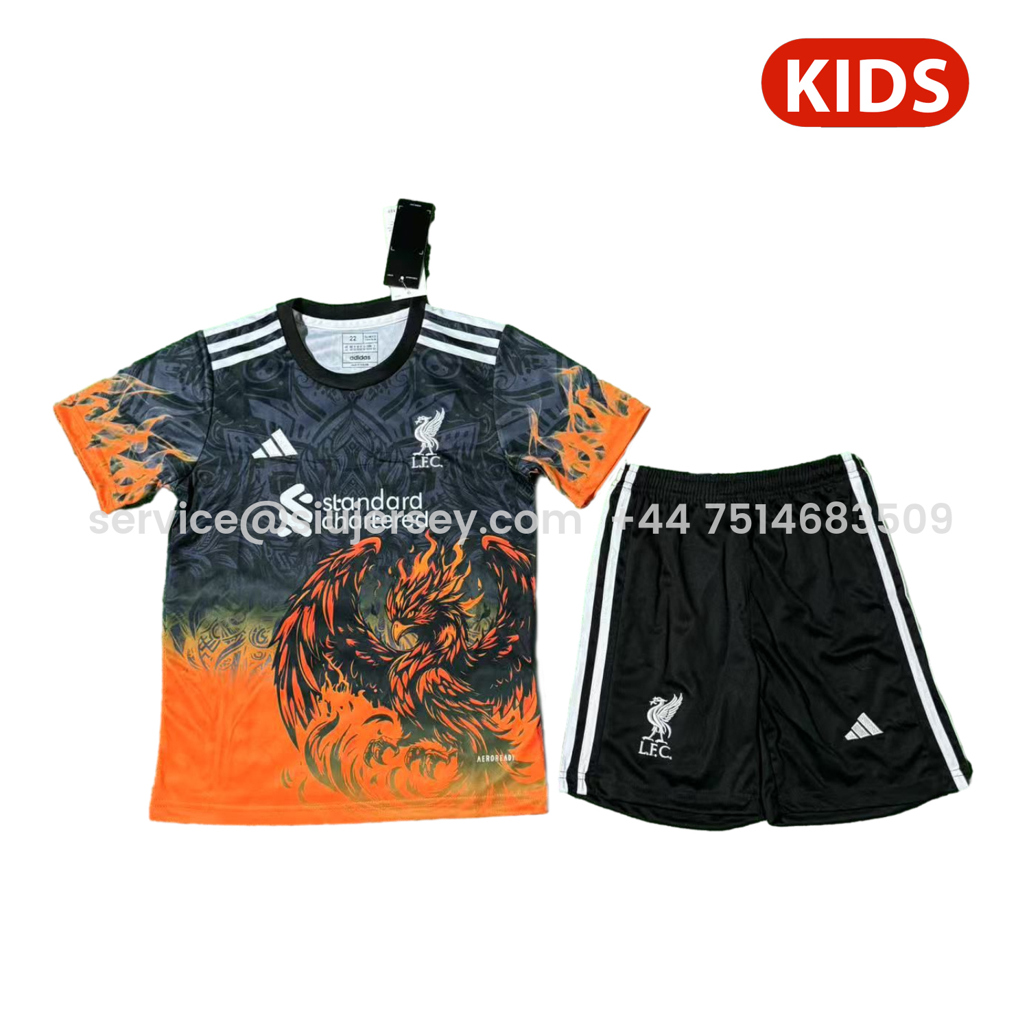 SIUjerseys-Liver.pool 25-26 Orange Liver.pool Bird Black Special Kids Kit