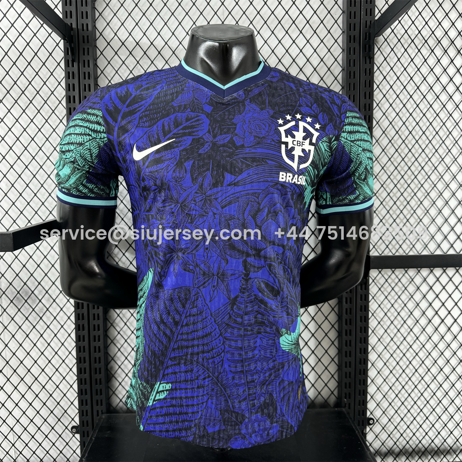 SIUjerseys-Brazil 25-26 Blue Flowers and Leaves Jersey - Player Version