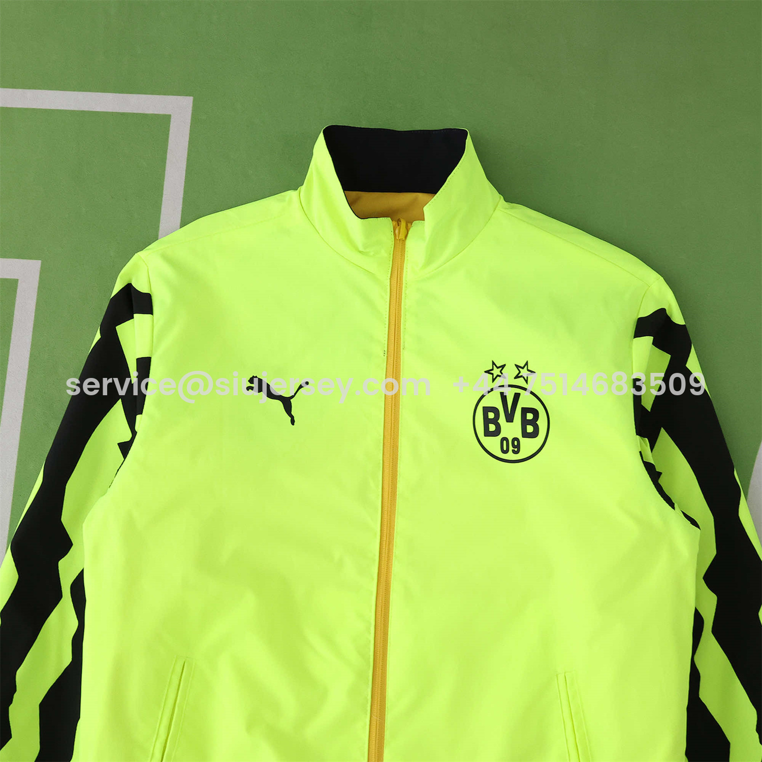 SIUjerseys-Dortmund 25-26 Double Sided Reversible Windbreaker - Green & Yellow