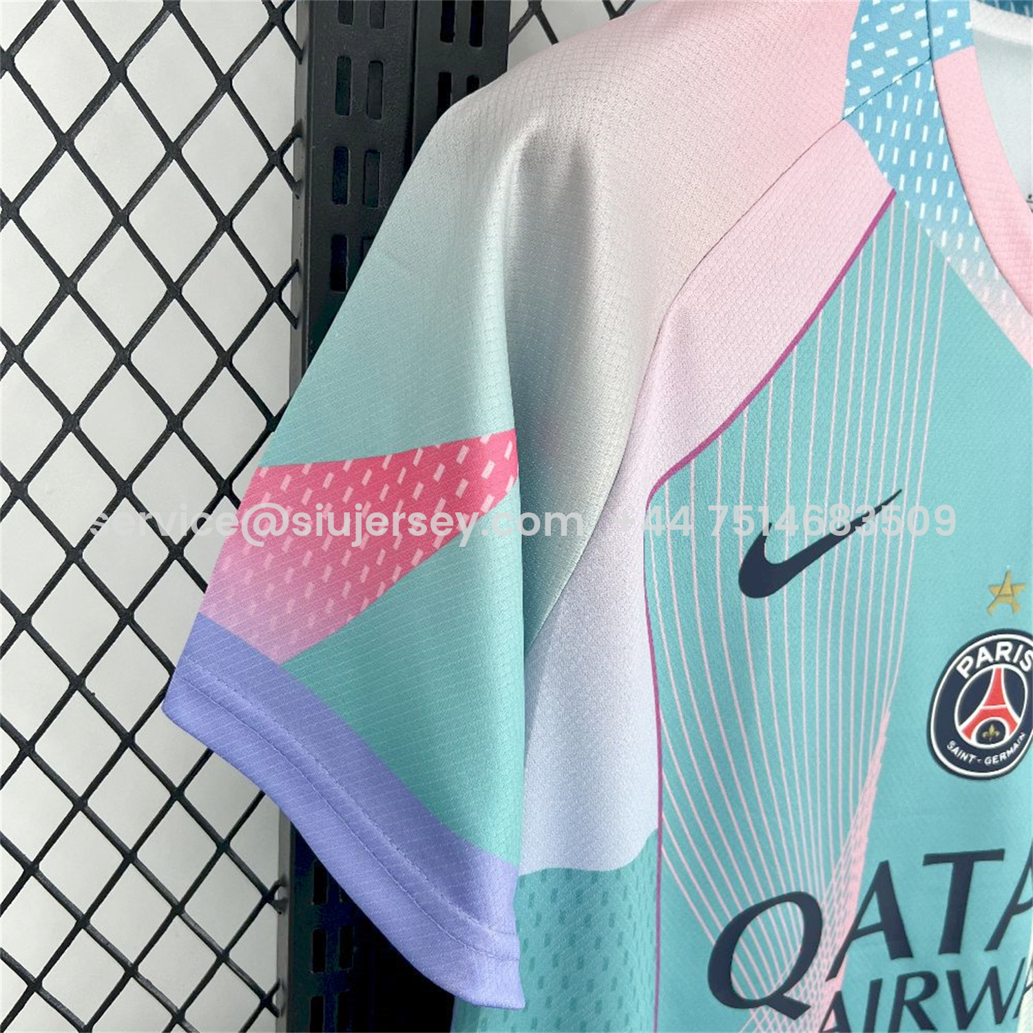 SIUjerseys-Paris Saint-Germain PSG 25-26 T90 White Lines Light Blue Gradient Special Jersey - Fans Version
