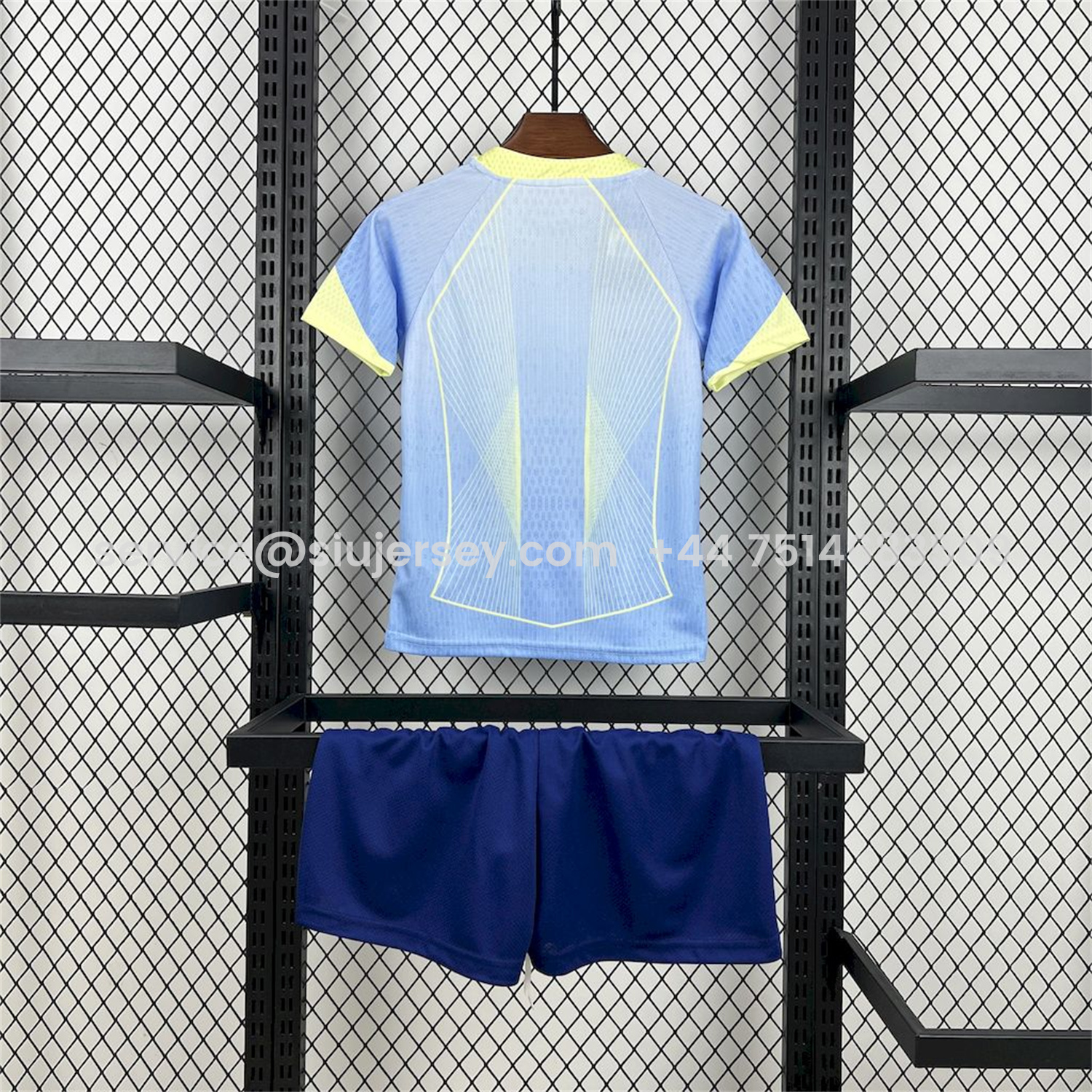 SIUjerseys-Barcelona 25-26 T90 White Lines Light Blue Gradient Special Kids Kit