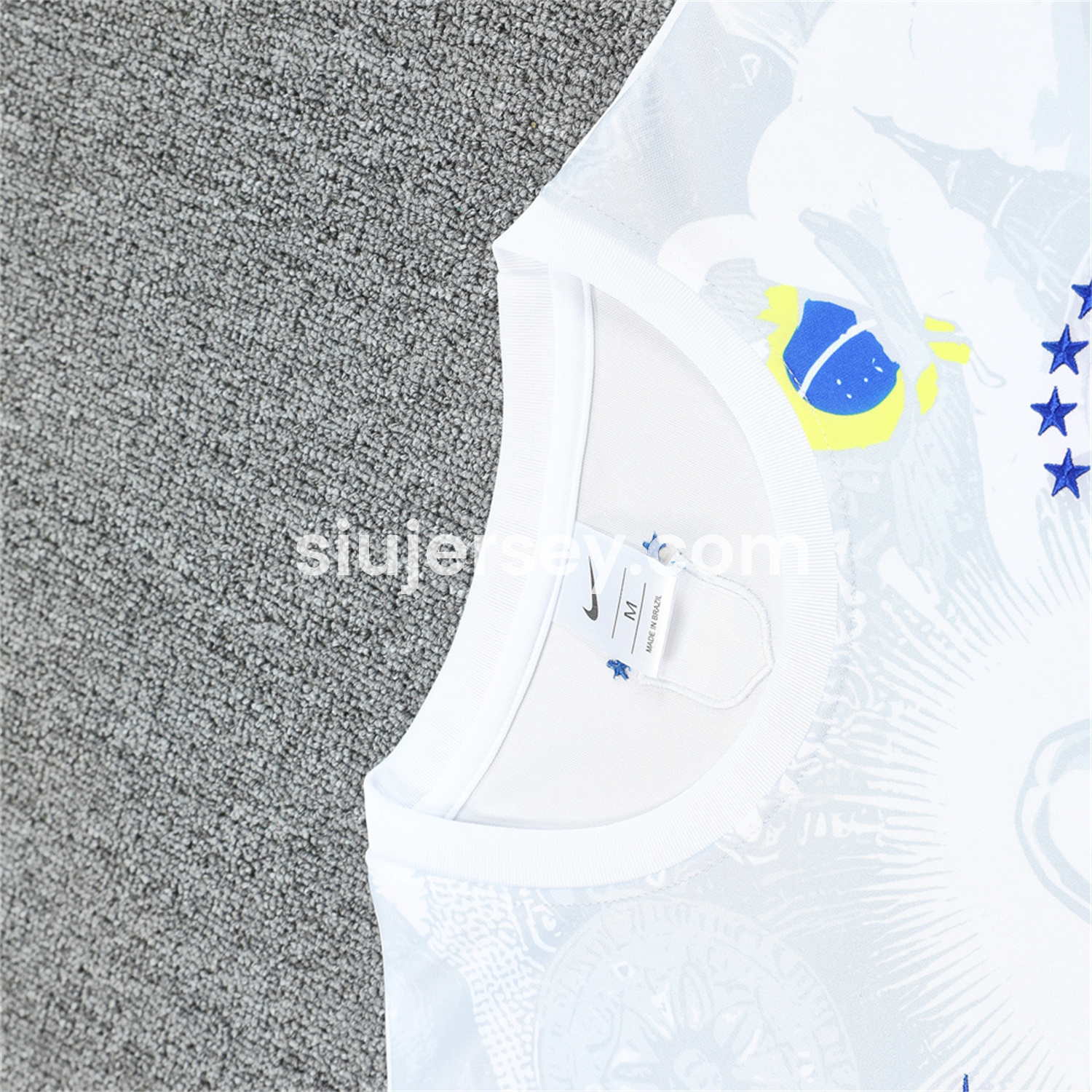 SIUjerseys-Brazil 25-26 White Jesus Statue Short-Sleeve Training Set - White Top & Black Shorts