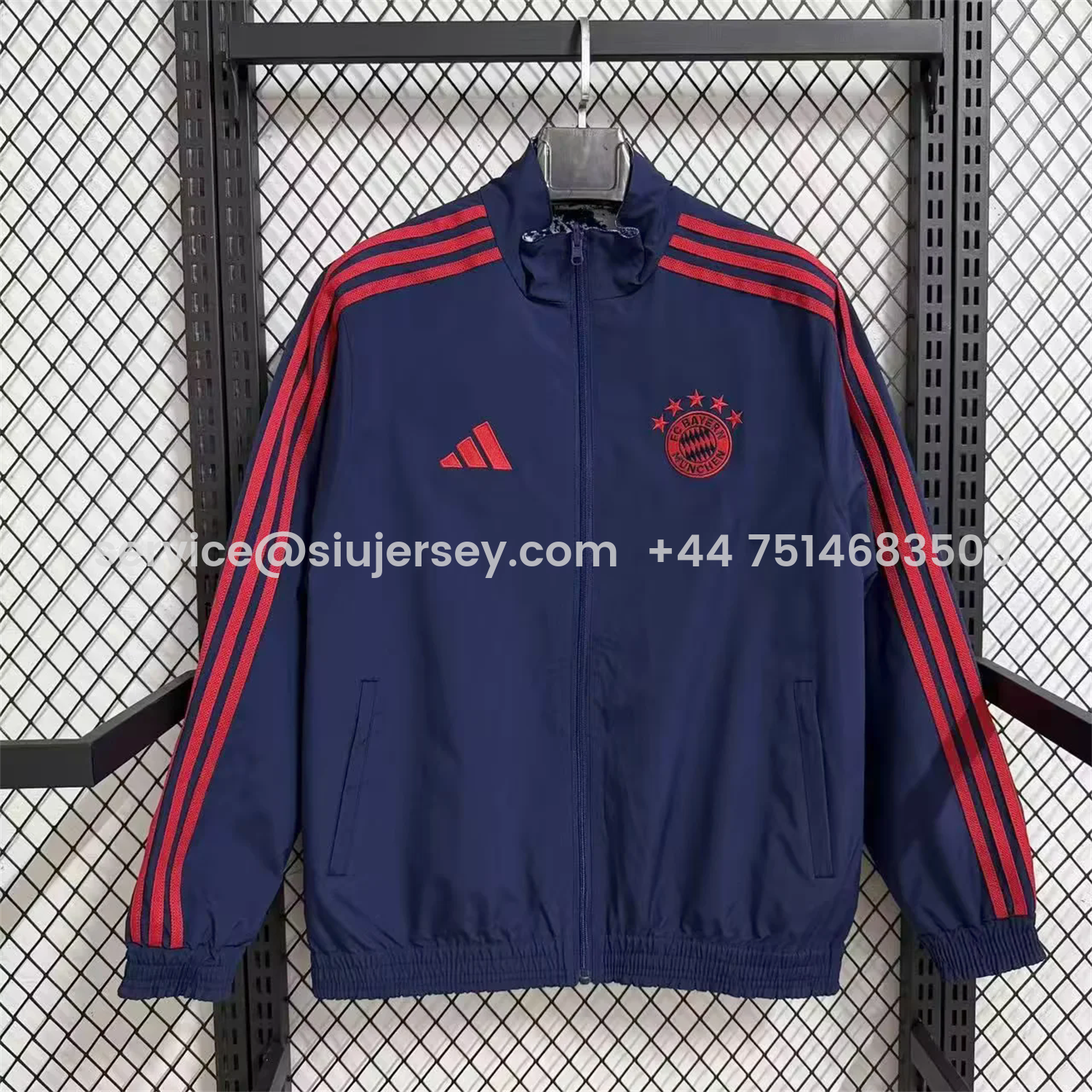 SIUjerseys-Bayern Munich 25-26 Double Sided Reversible Windbreaker - Deep Blue & White Blue