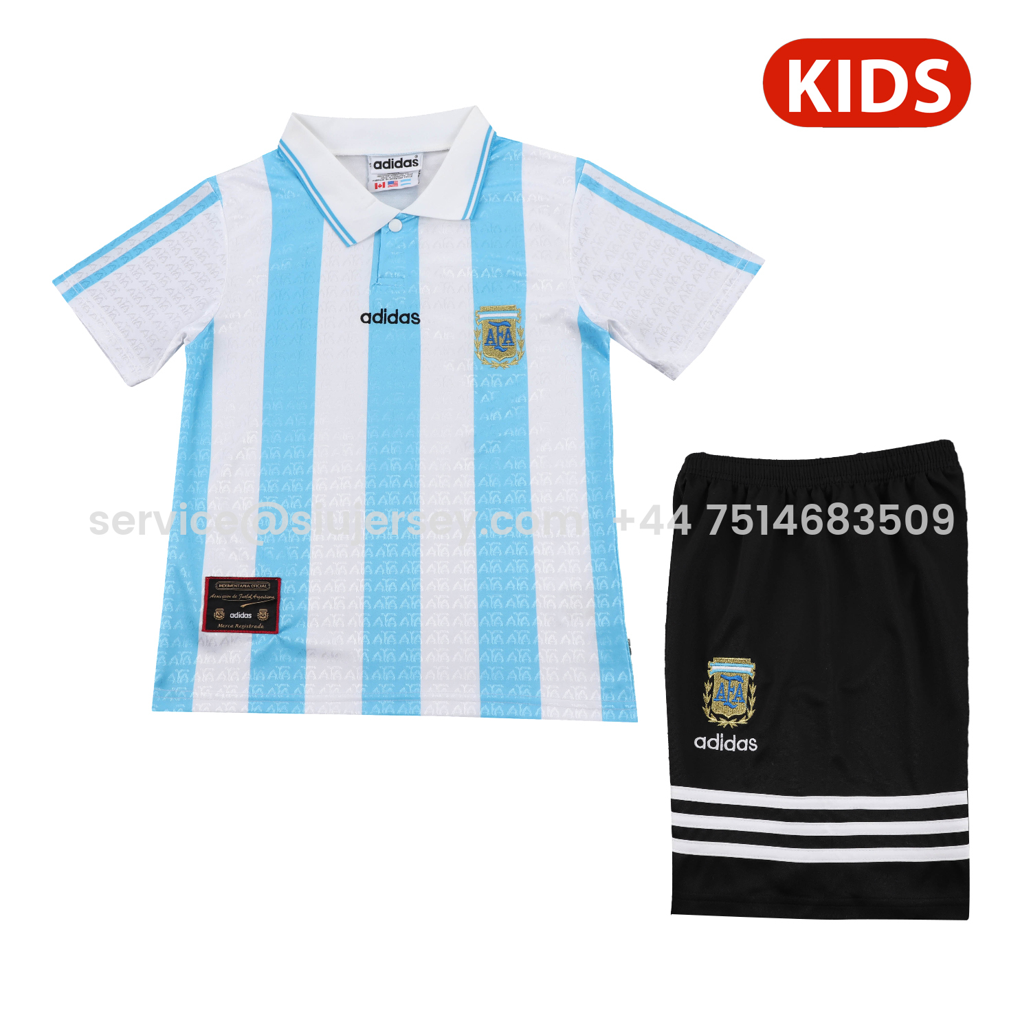 SIUjerseys-Retro Argentina 1994 Home Kids Kit