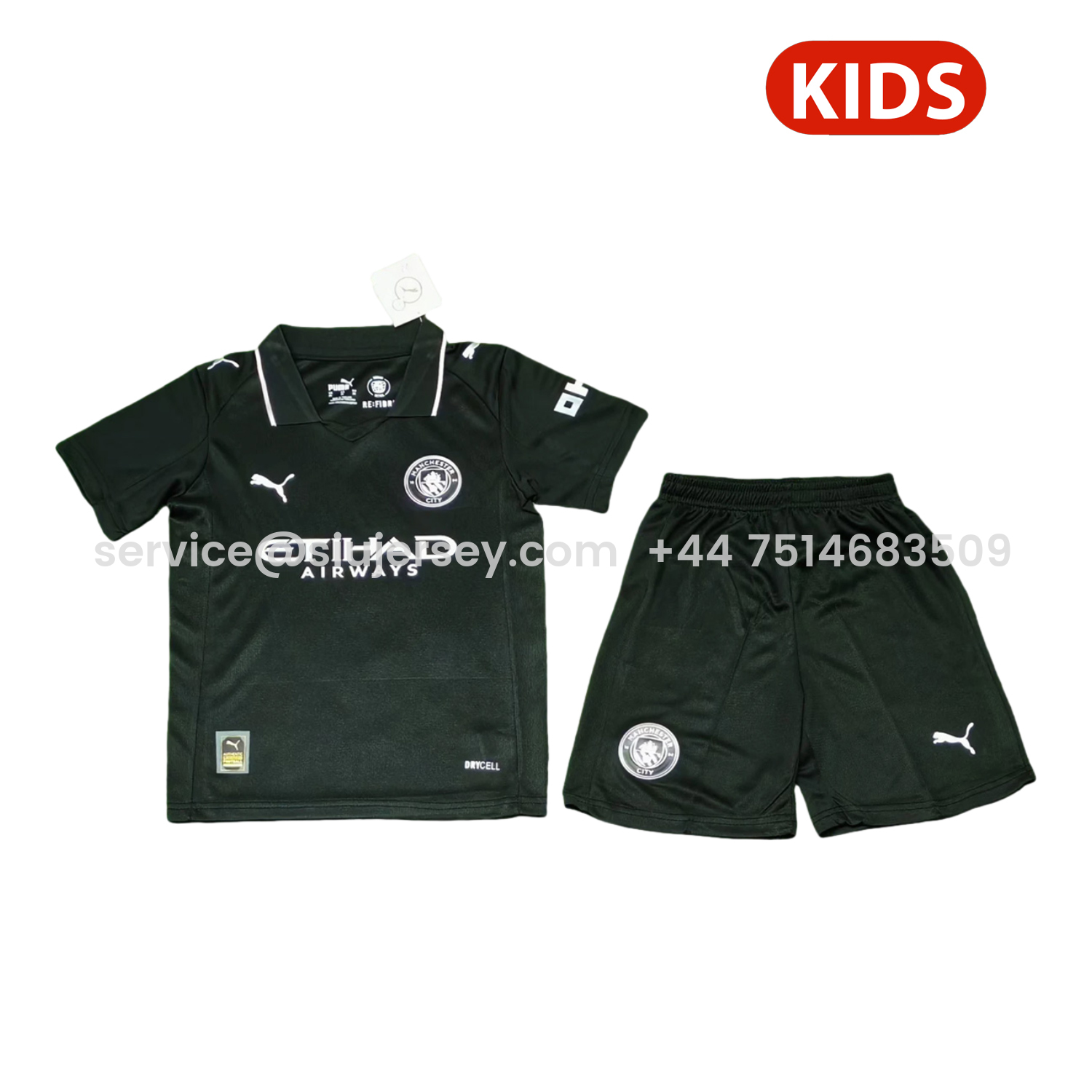 SIUjerseys-Manchester City 25-26 Away Black Kids Kit
