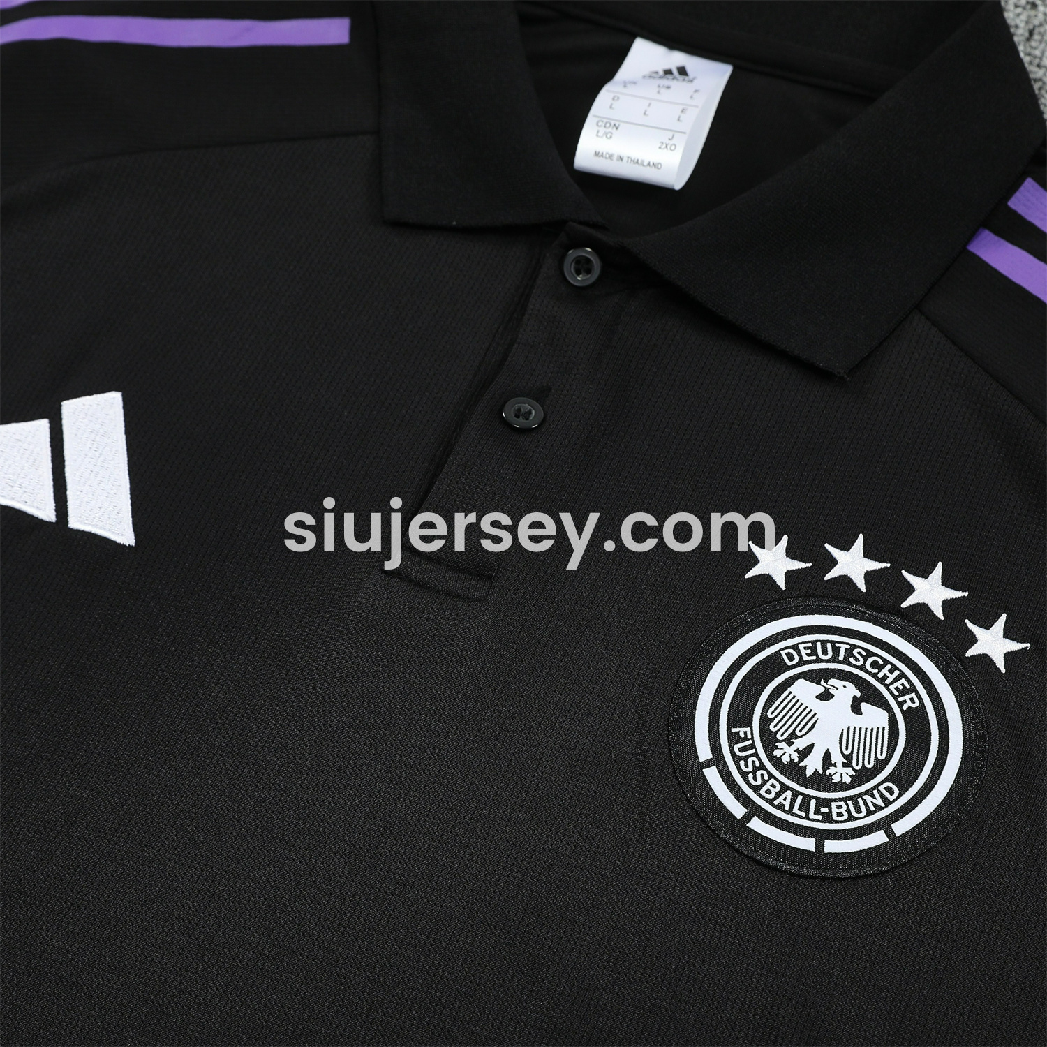 SIUjerseys-Germany 25-26 POLO Short-Sleeve Training Set - Black Top and Pants